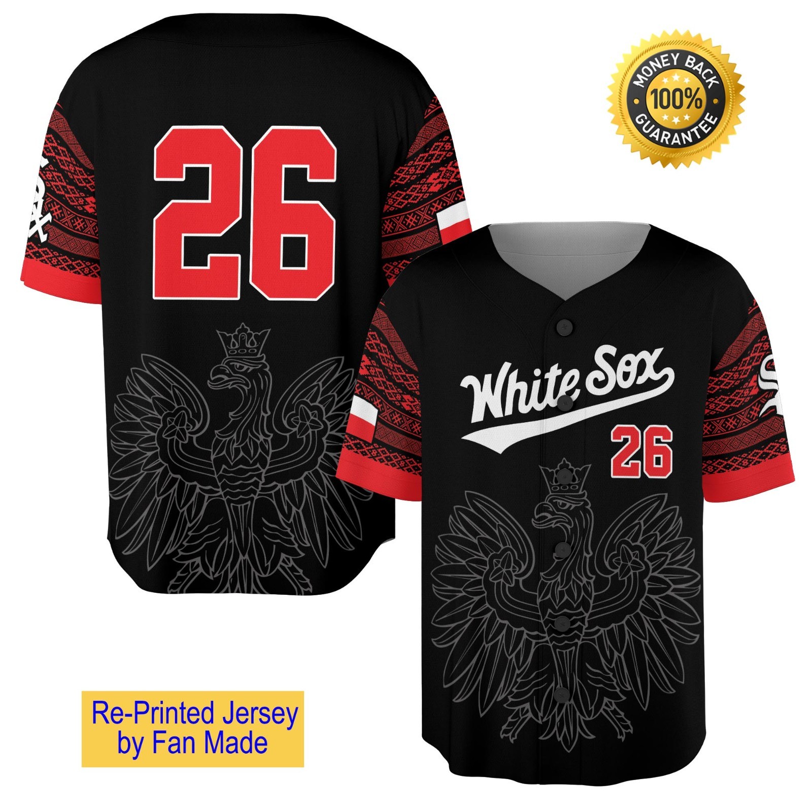 Custom Name - Men's WhiteSox Polish Heritage Night Jersey - All Size