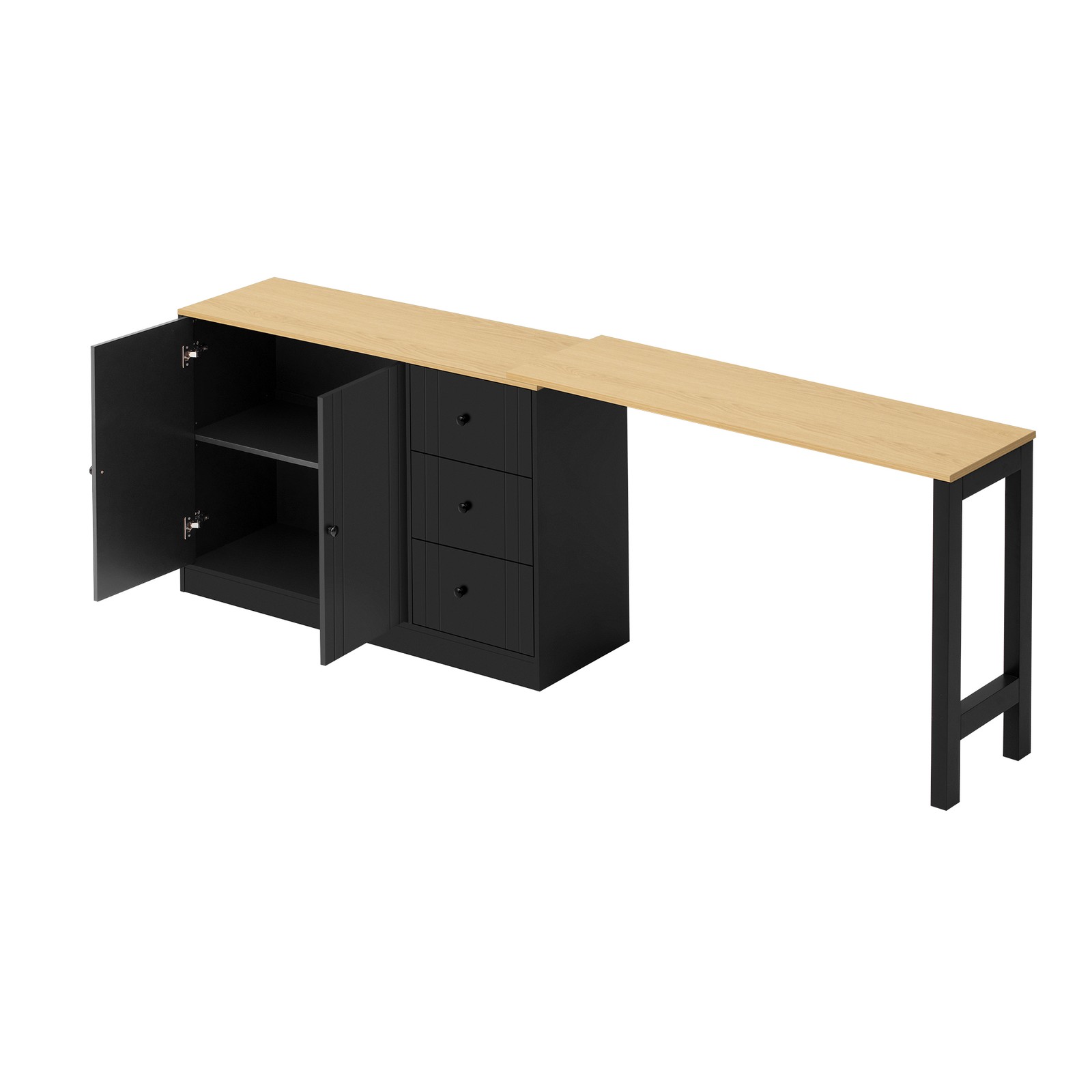 89.7''Wooden Sideboard with Extendable Table,Multifunctional Storage Cabinet*