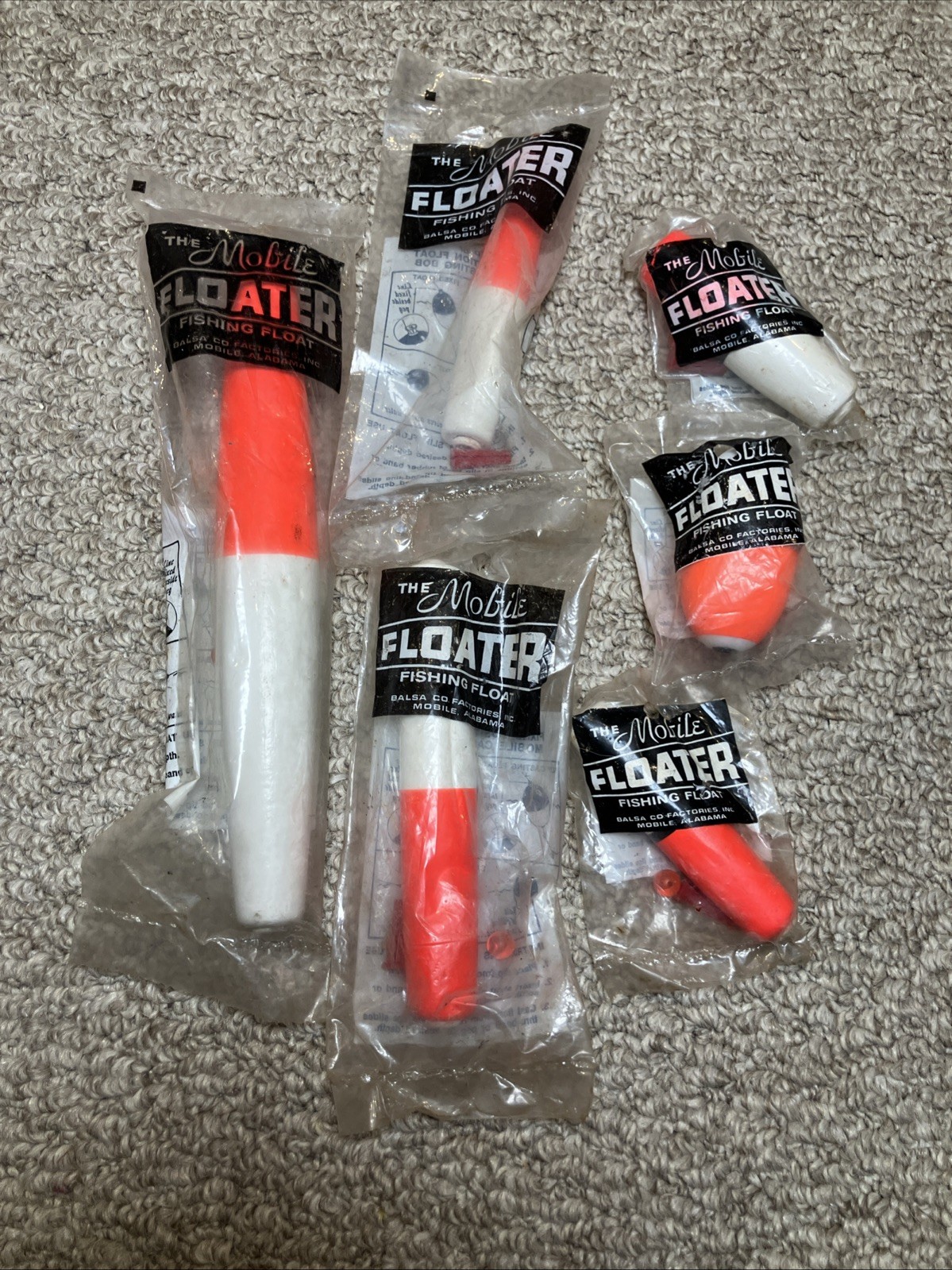 The Mobile Floater Fishing Floats VTG Lot of 6 Balsa Co Factories Alabama