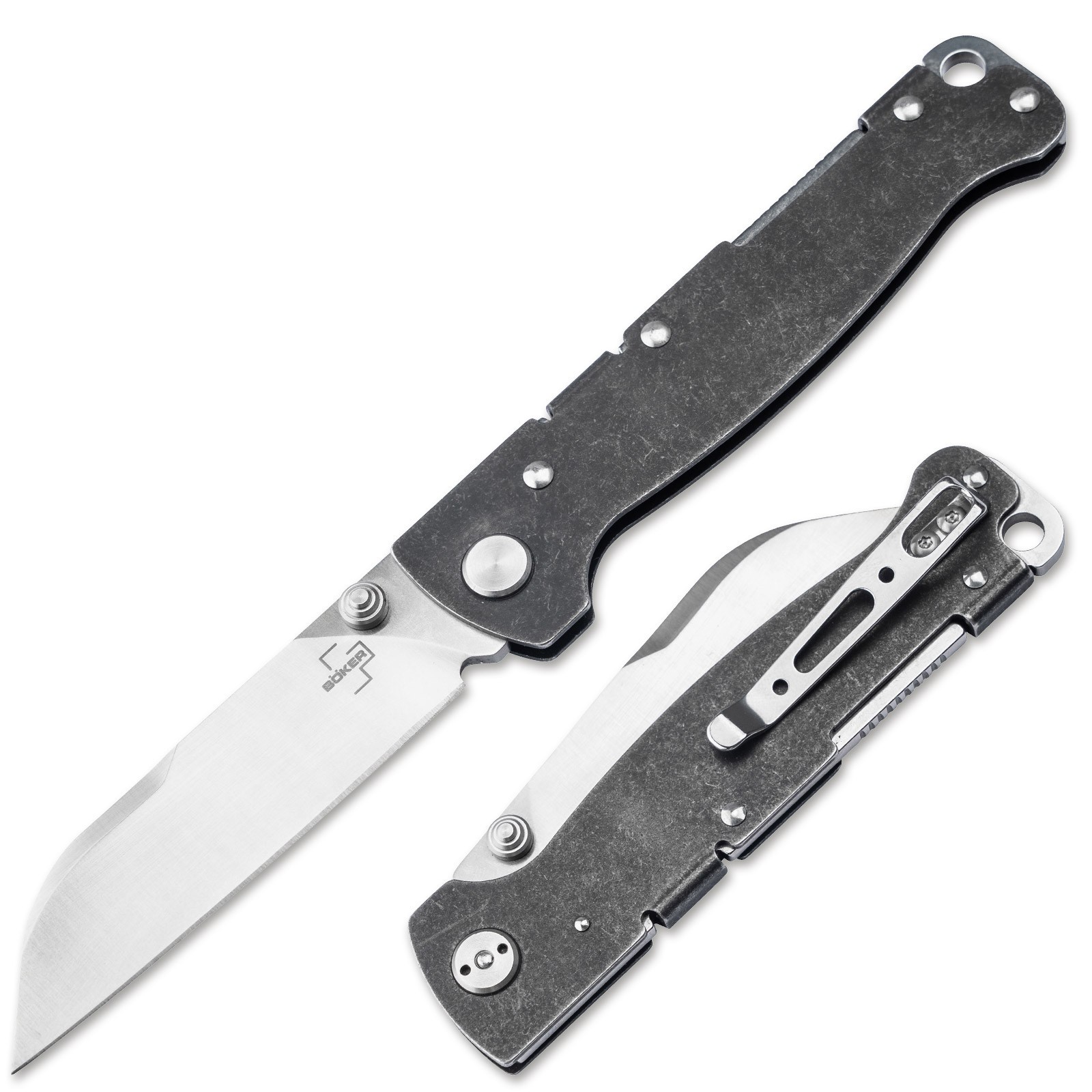 BOKER PLUS Atlas Sheepsfoot TS Folding Knife 2.72 D2 Blade Steel Handle 01BP006