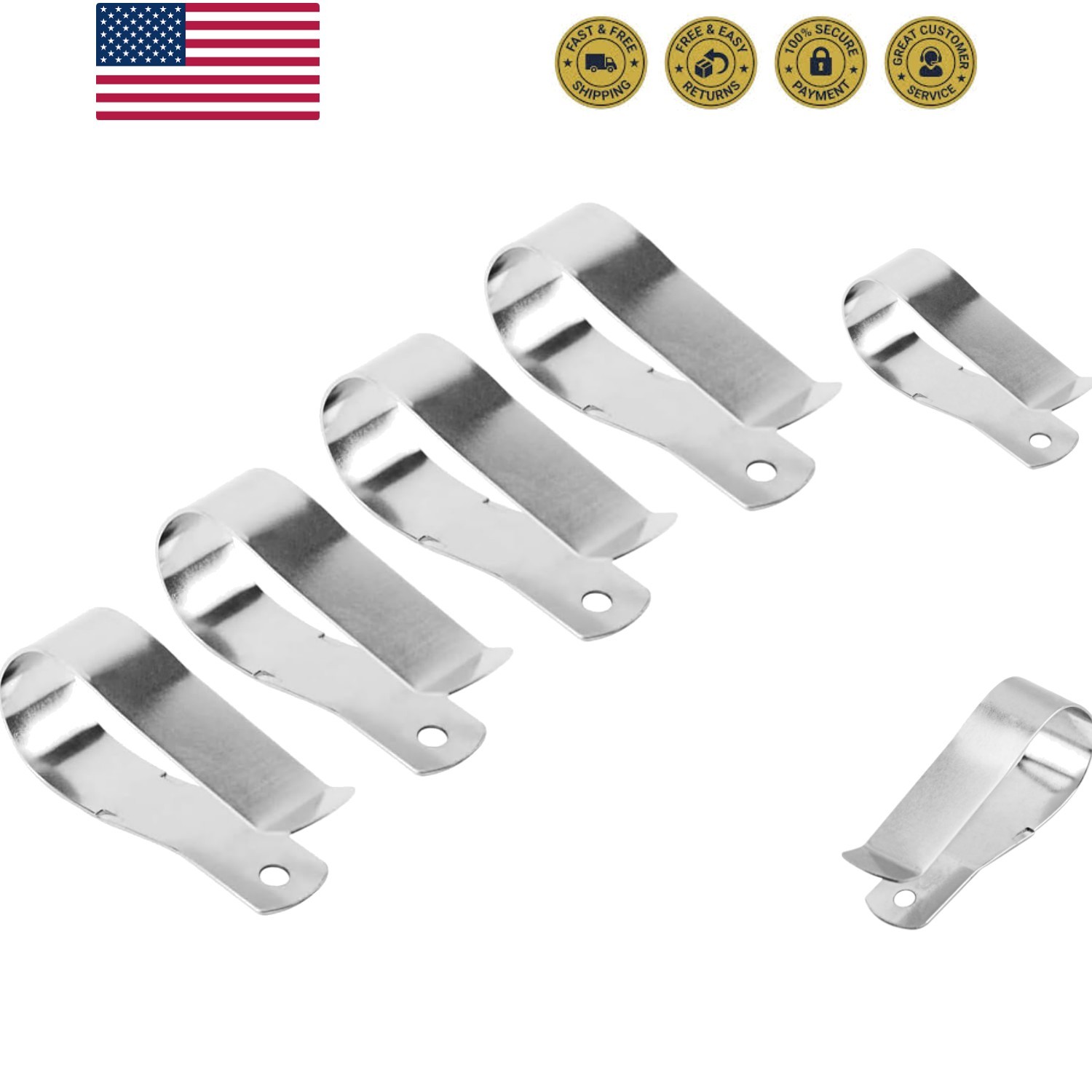 Genie Garage Remote Visor Clip Replacement - 4 Stainless Steel Clips Included