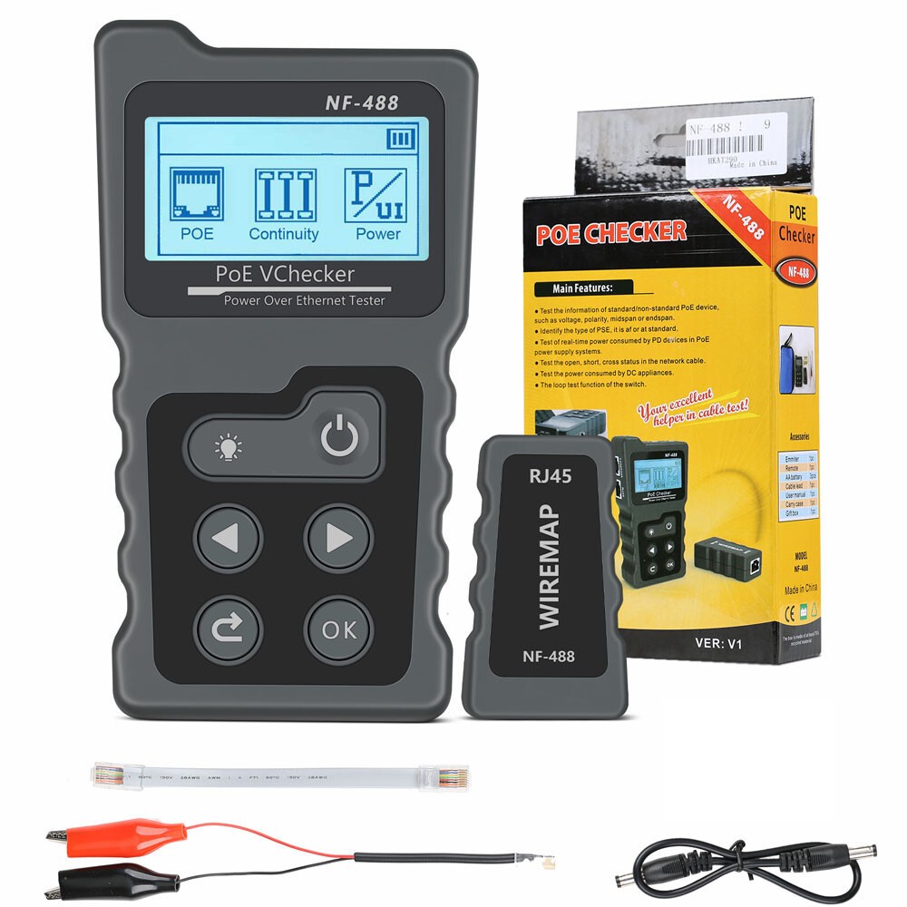Noyafa NF-488 POE Tester Inline Power Over Ethernet Voltage Current Cable Test