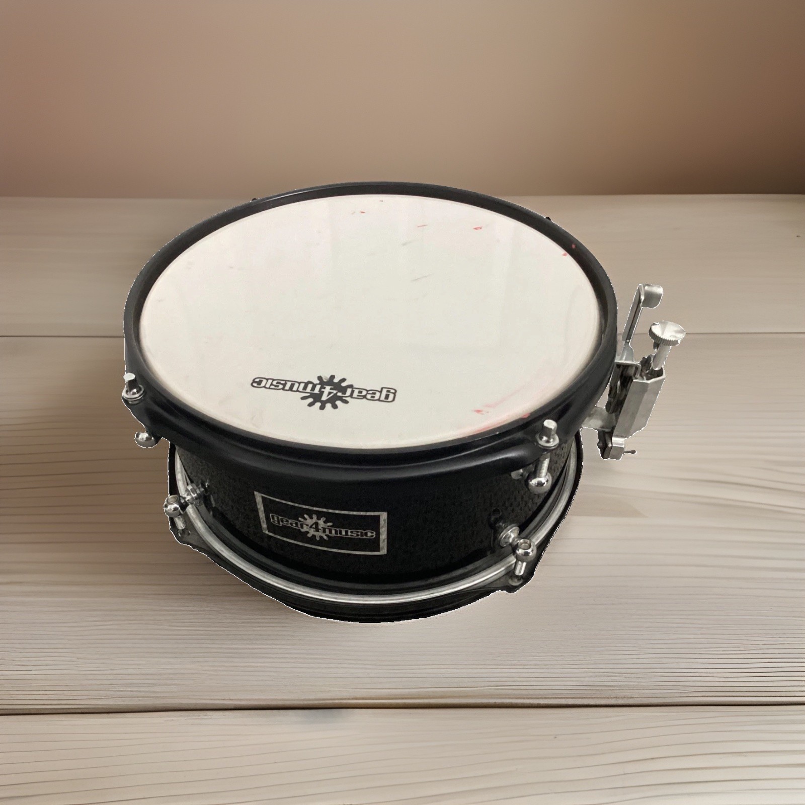 10” Snare Drum by Gear4music with spring/Black
