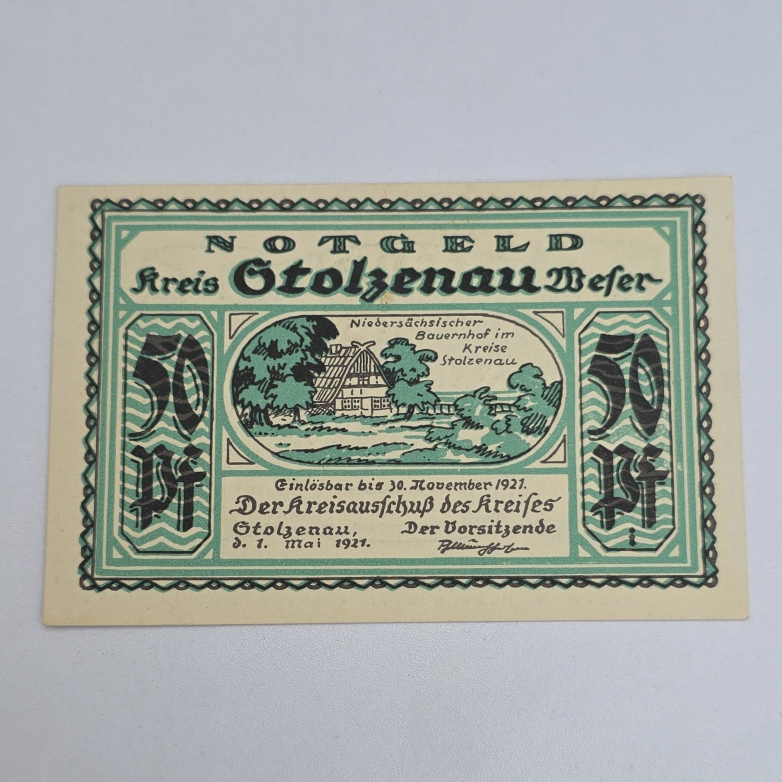 50 PFENNIG 1921 Notgeld  Excellent Condition Old BANKNOTE Germany