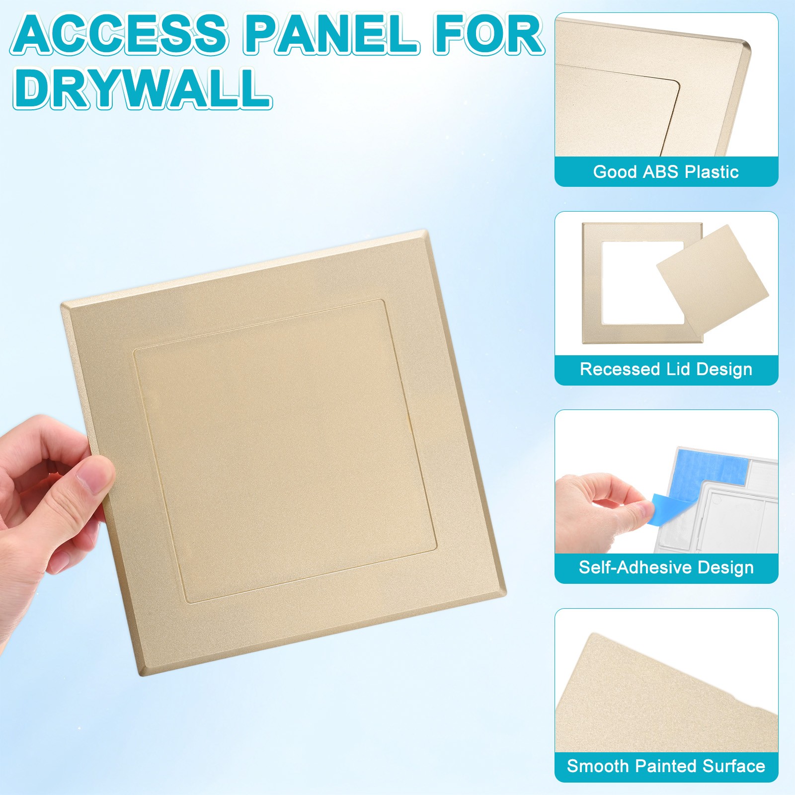 1-Pack Access Panel for Drywall, 5x5" Plastic Removable [Gold Tone, Square]