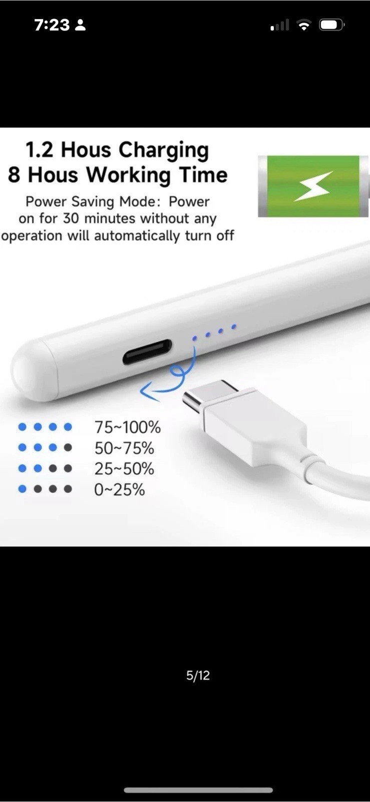 Targus White Stylus Pen Battery Powered Rechargeable with Power Saving Mode