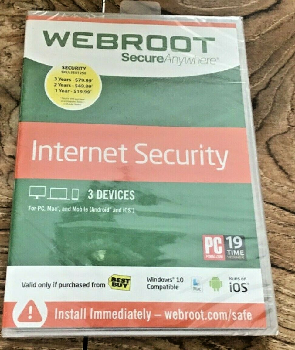 Webroot Internet Security with Antivirus 3 Devices PC Mac Android SEALED