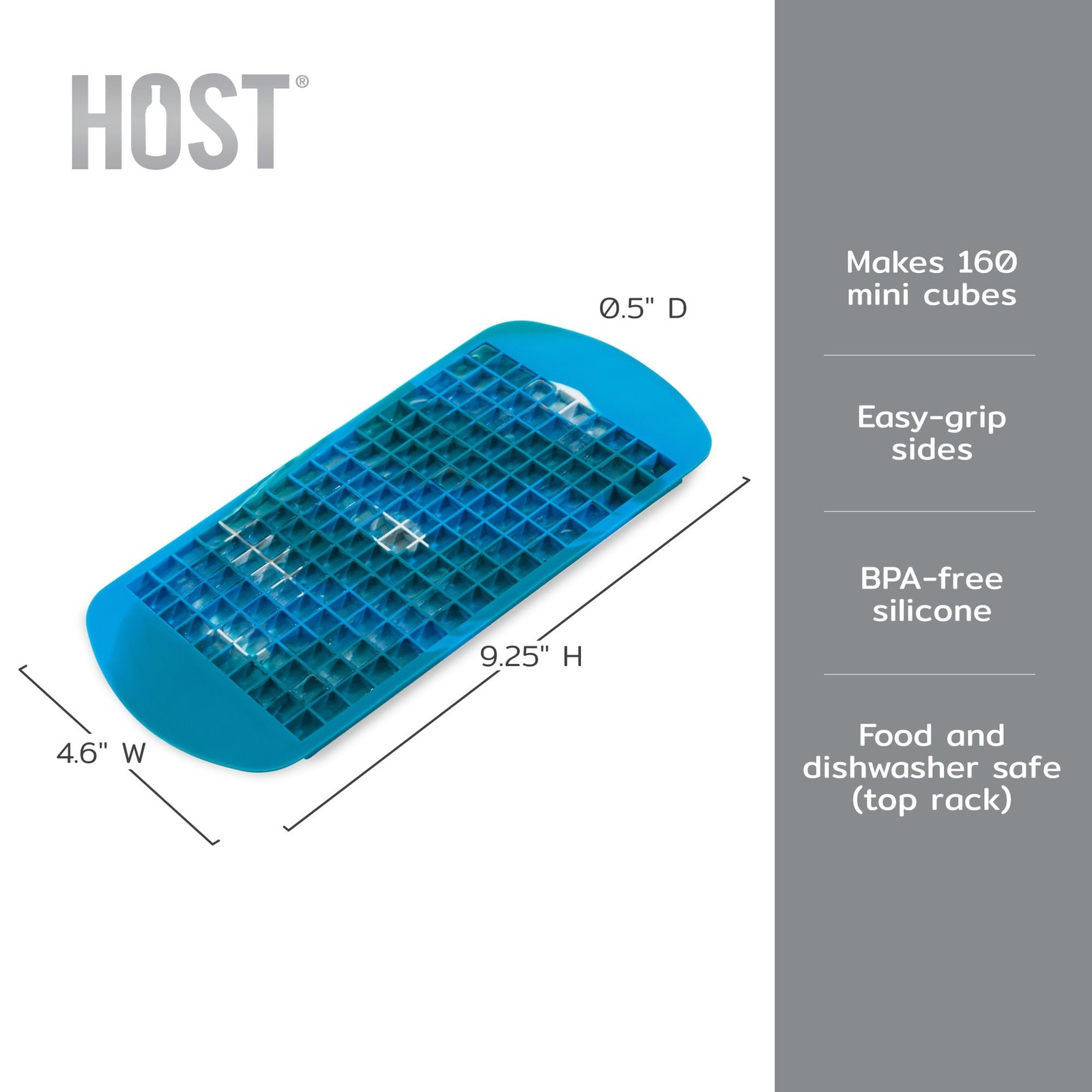 Host Mini Ice Cube Tray, Makes 160 Cubes, Durable Blue Marble