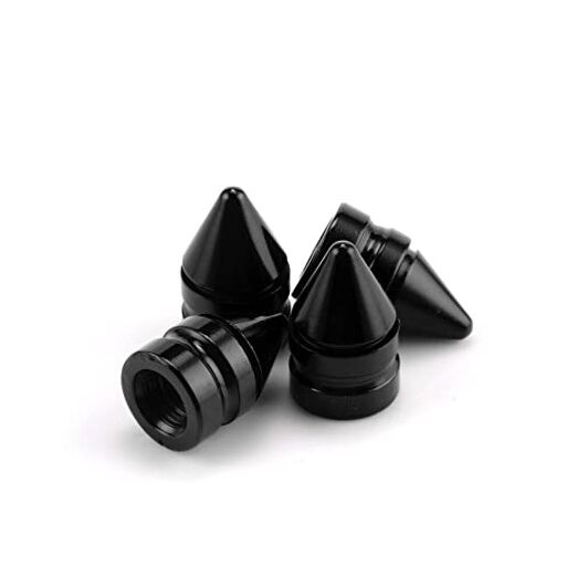 Car Tire Valve Caps, 4 Pieces of Universal Aluminum Alloy Tire Trim Black