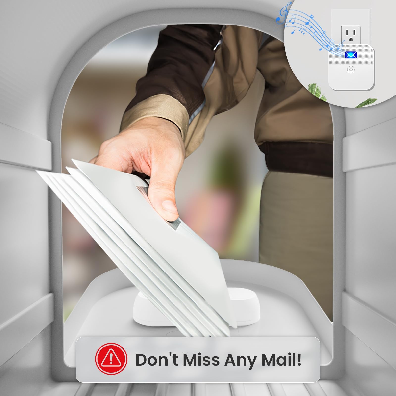 Mailbox Alarm, Wireless Long Range 1 Alarm 1 Chime, White