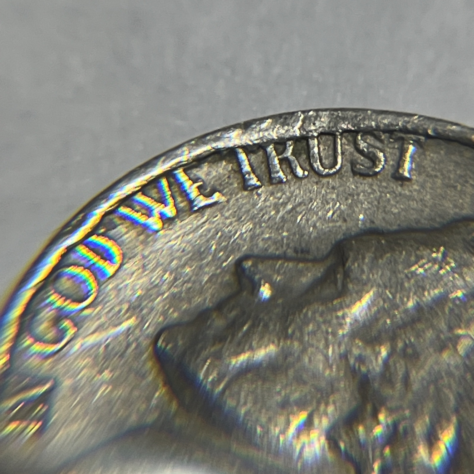 1964 D Roosevelt Nickel Errors Strike Through Grease & Rim Damage