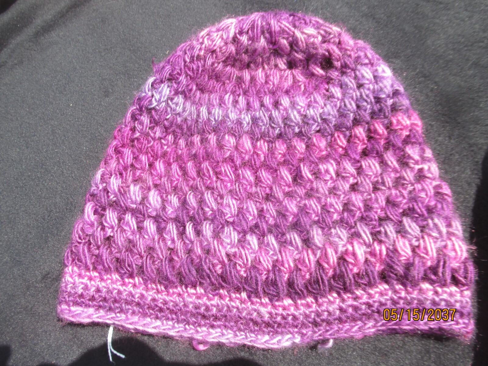 Crocheted Beanie Hat PLUM & ORCHID Blend 100% Acrylic Teen or Adult Size