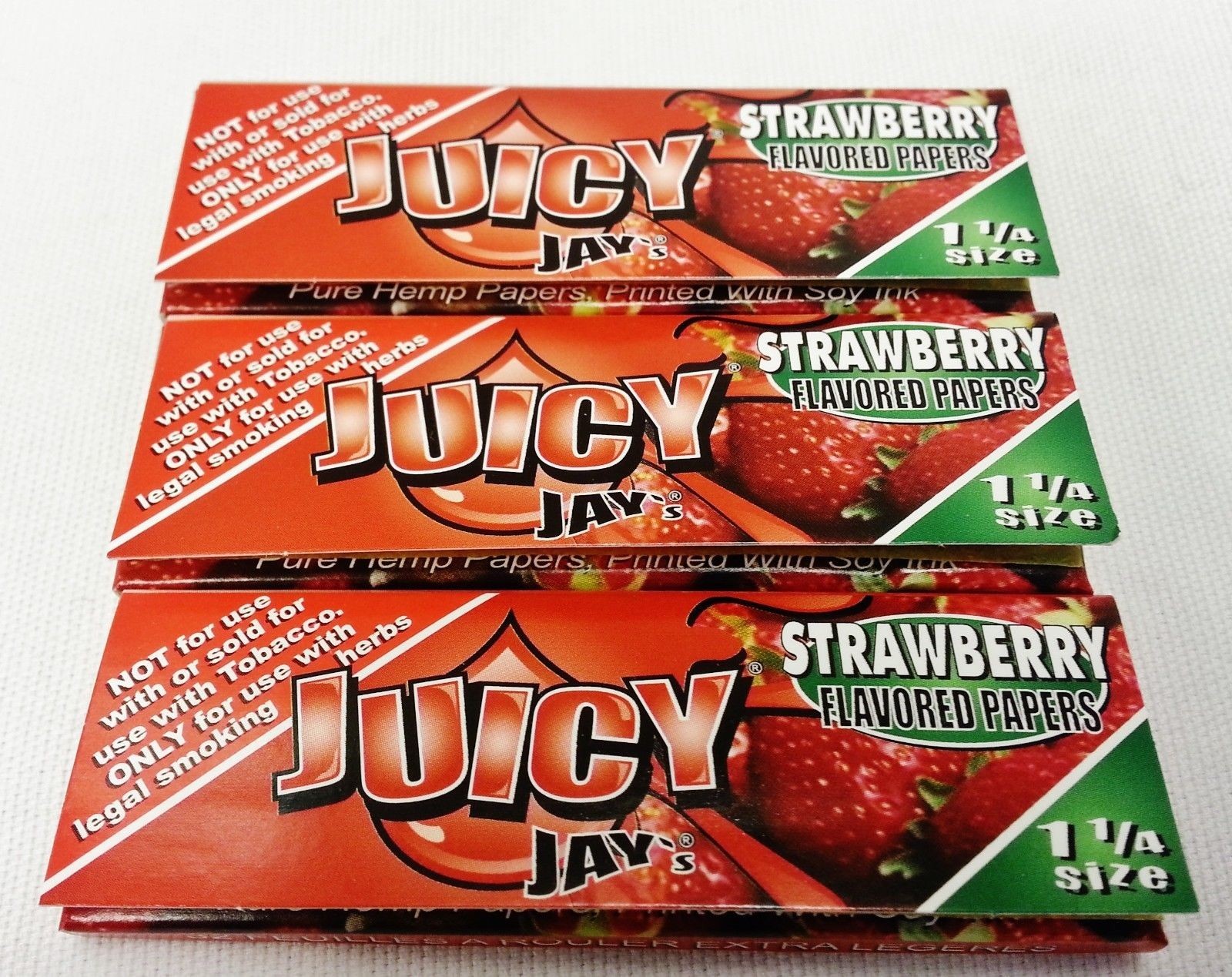 3 Packs of Juicy Jay Strawberry 1 1/4 24 Per Pack With Free Shipping