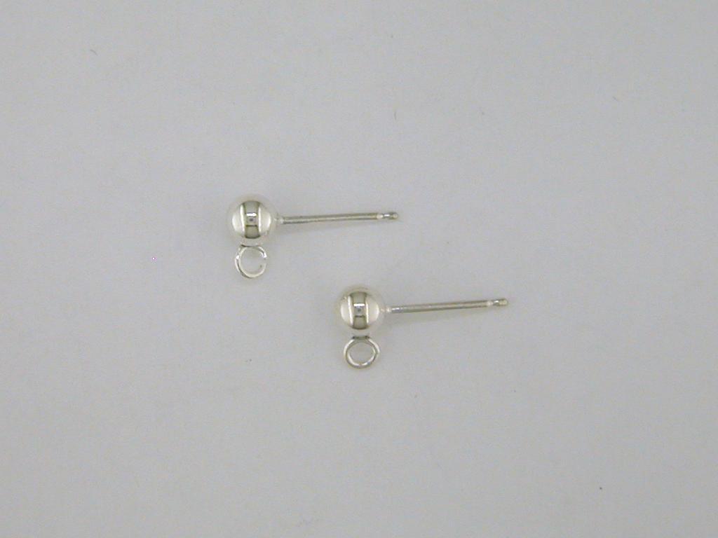 5 Pairs Ball Stud Dangle Earring with Loop Sterling Silver