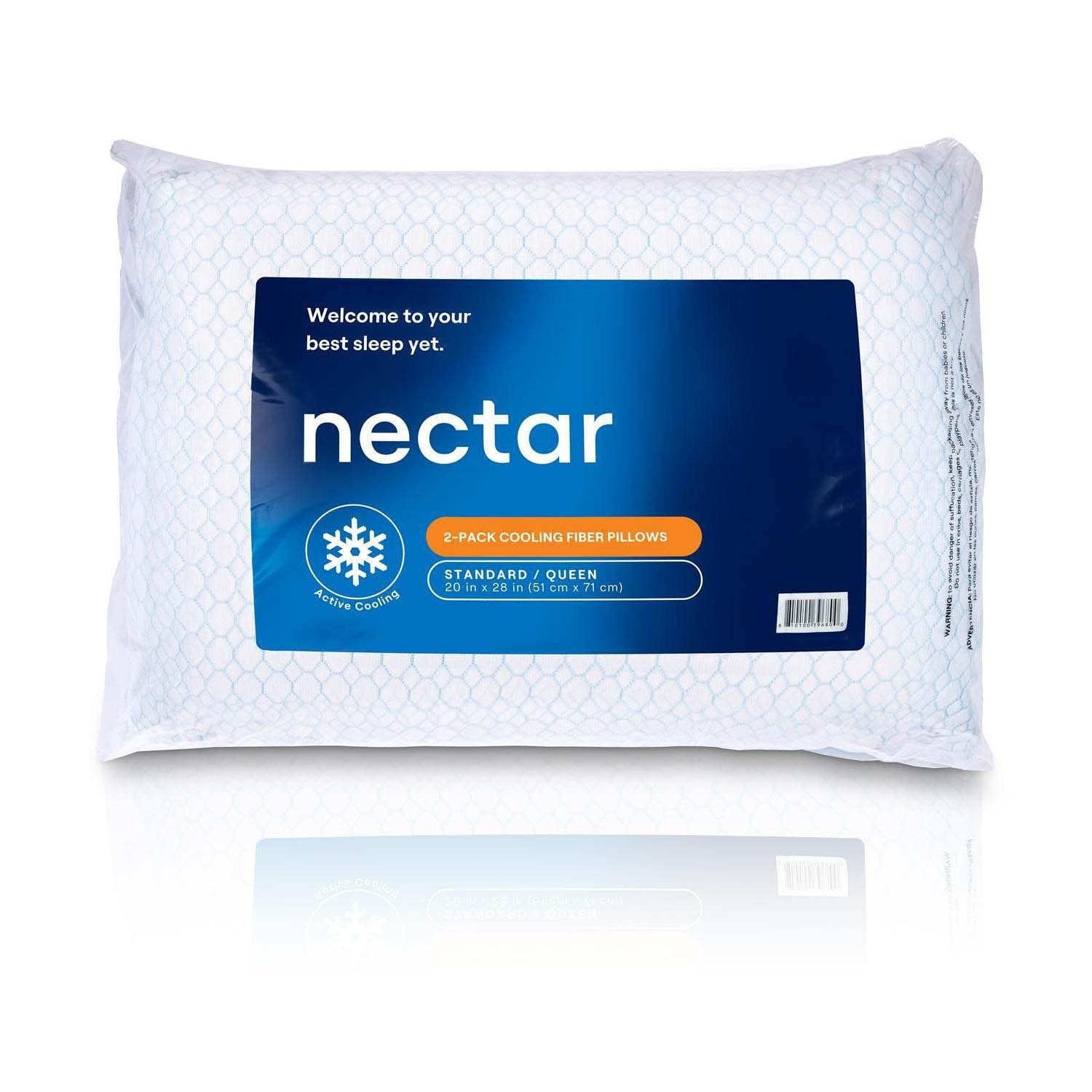 Nectar 2-Pack Cooling Down Alternative Microfiber Pillows, Standard/Queen Size