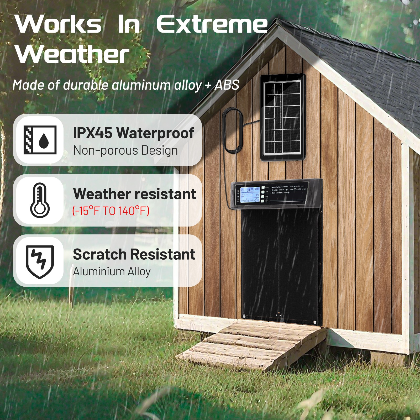 Solar Powered Extra Large Automatic Chicken Coop Door With Timer/Light Sensor