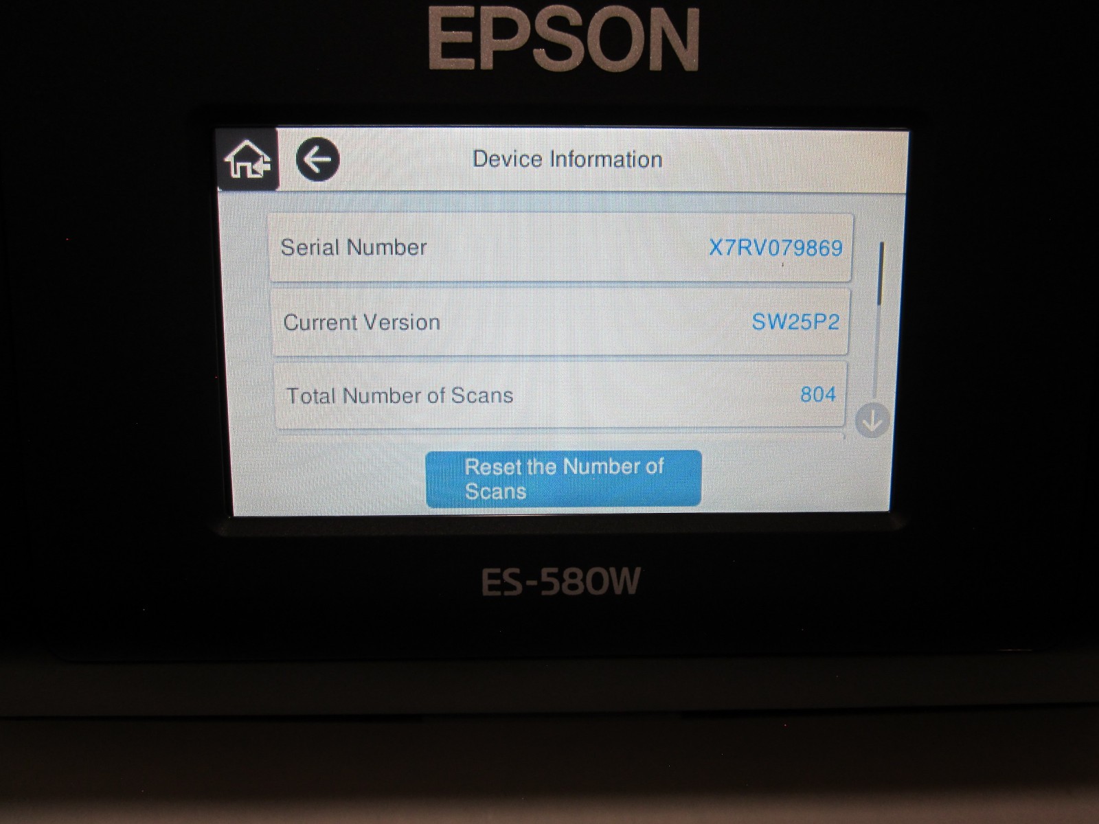 Epson WorkForce ES-580W Wireless Duplex Touchscreen Document Scanner J382C