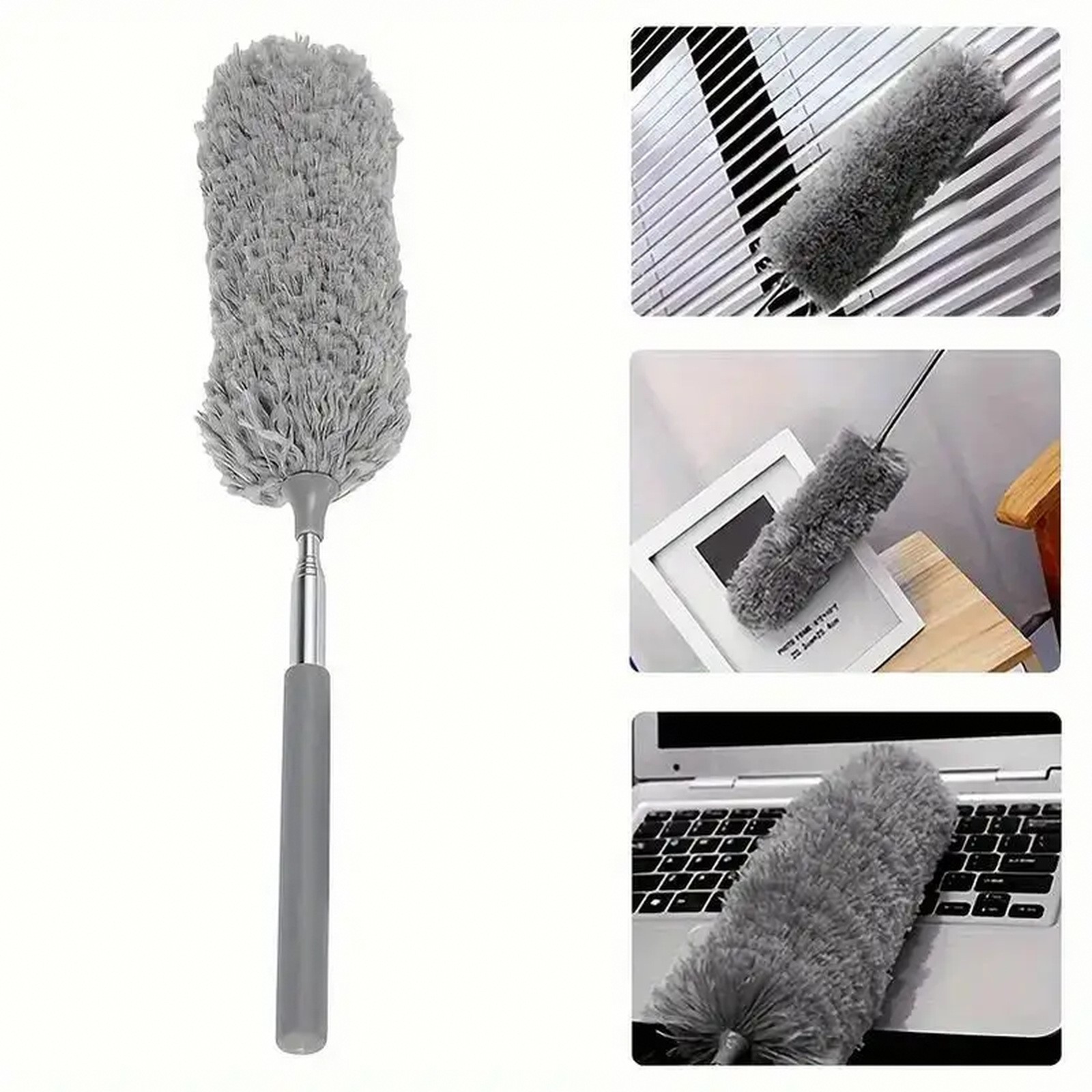 47" Extendable Microfiber Duster Pole - Bendable Stainless Steel Brush