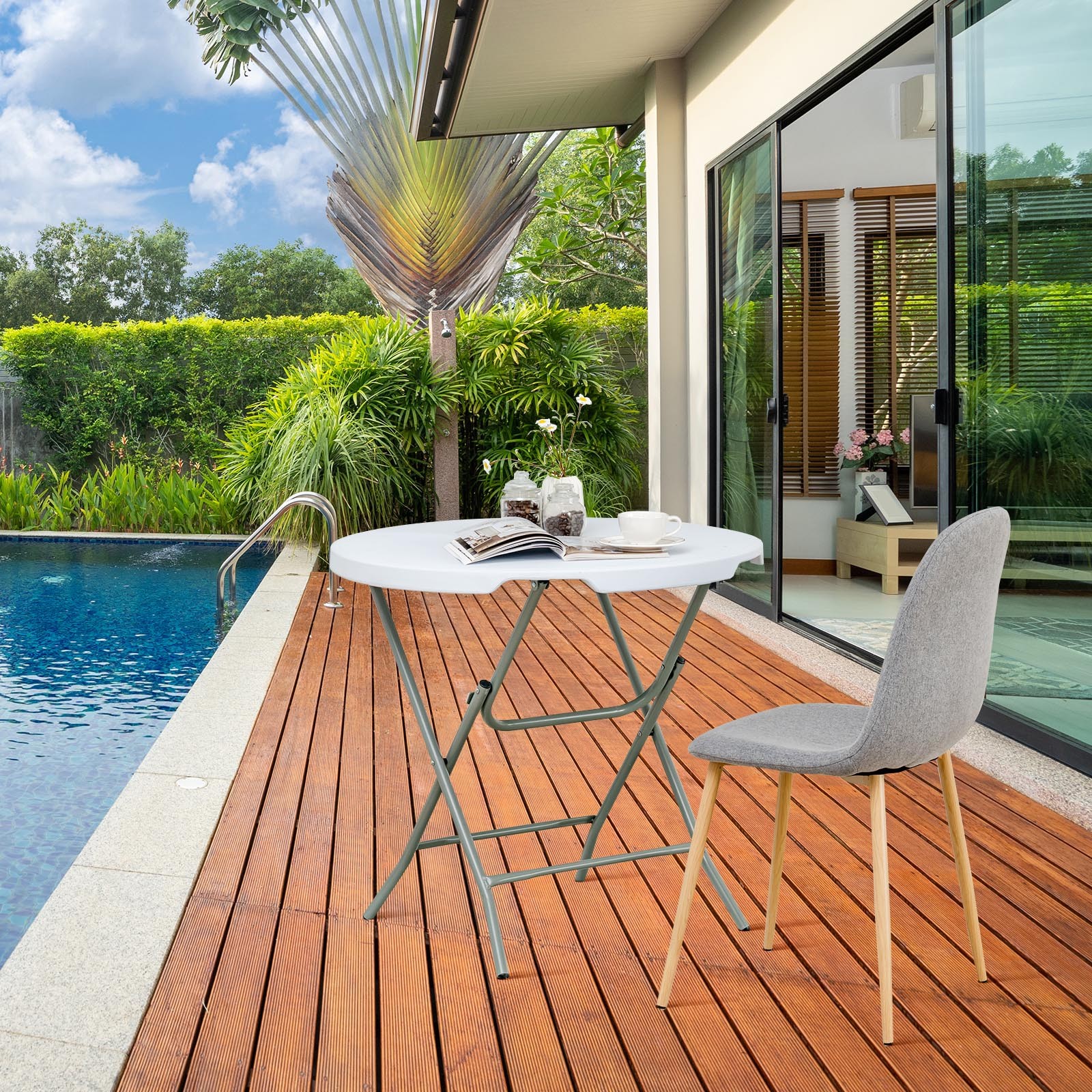32" Round Folding Table Portable & Lightweight Table for Indoor & Outdoor Use