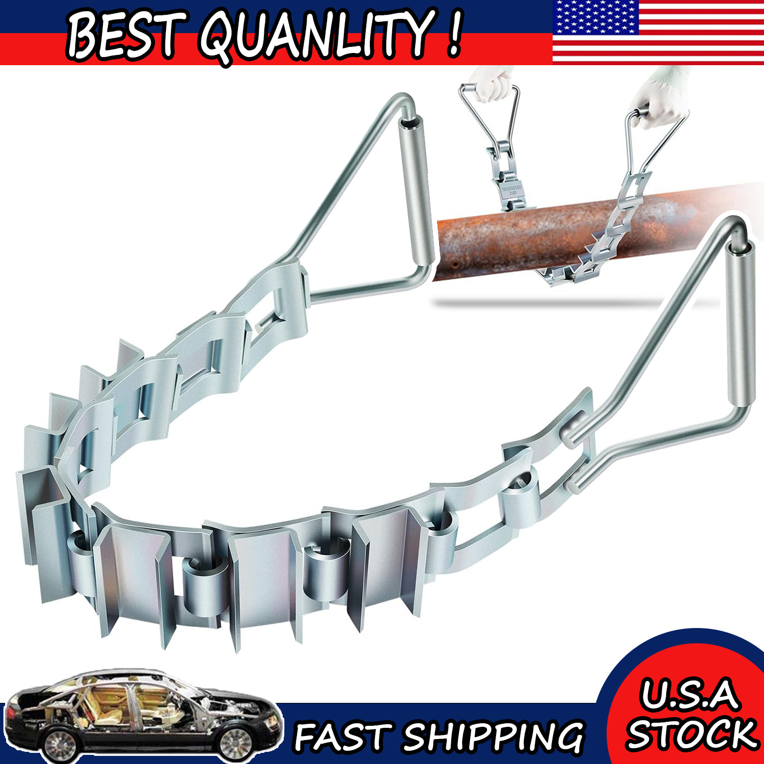 Tool DS12 Steel Pipe Descaler 33 Inch Scale Remover for 3" to 12" Pipes Scrapers