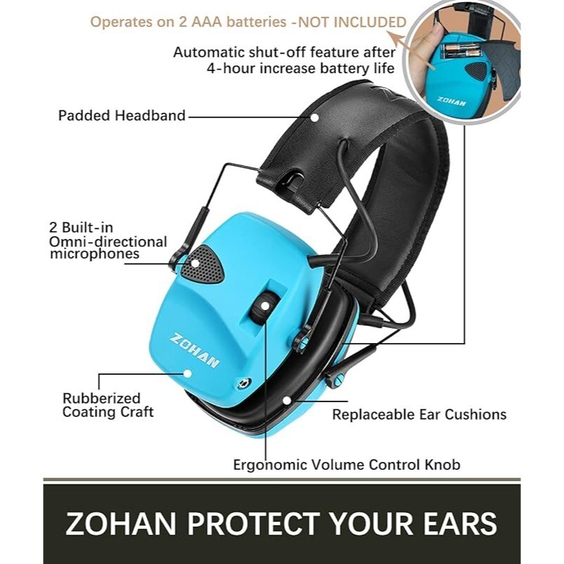 Ear Protection ZOHAN EM054 Electronic with Sound Amplification Noise Reduction,
