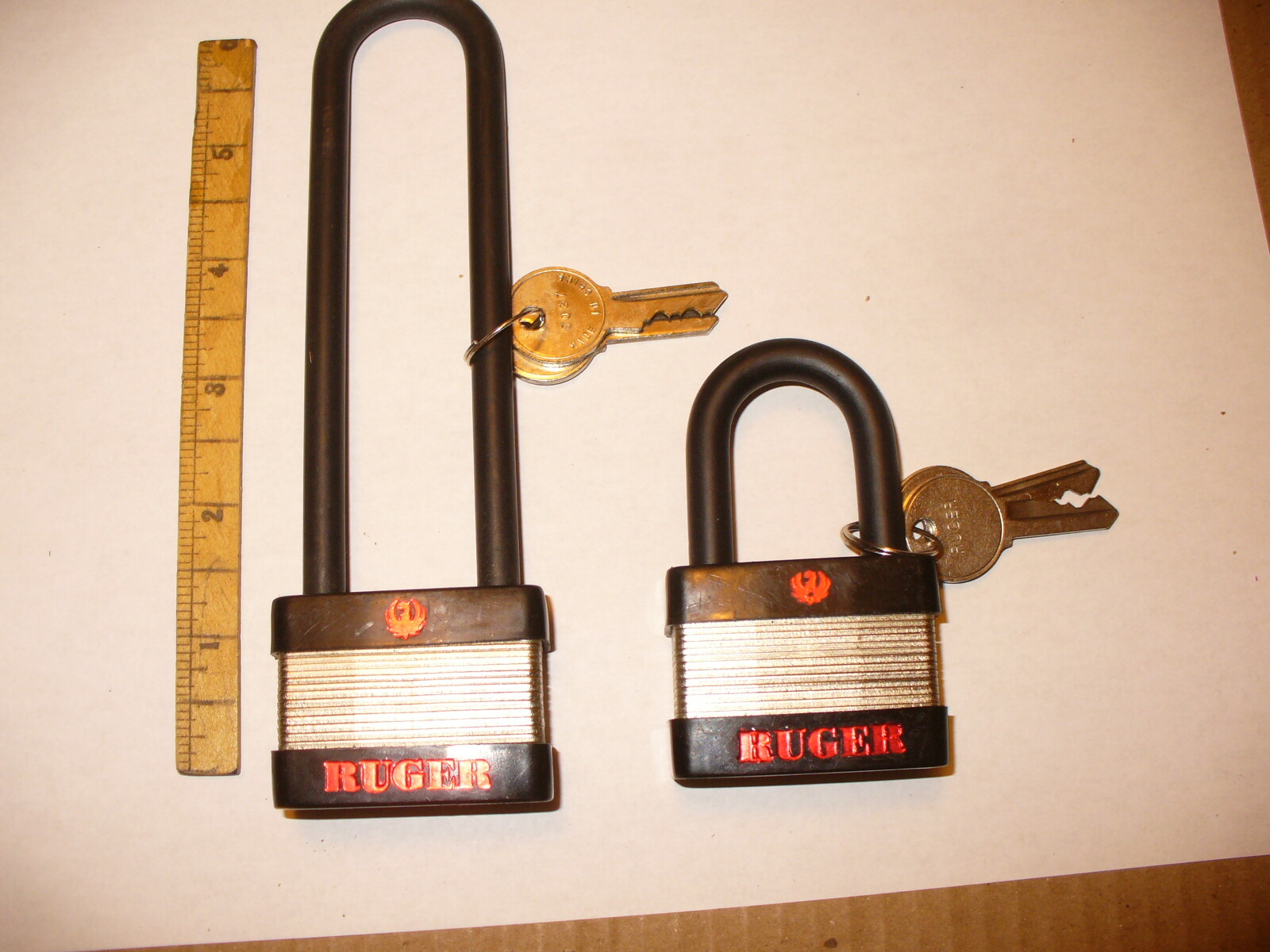 Lot of 2 Ruger Firearm Gun Safety Lock & Keys Padlock Style Long & Short Shank