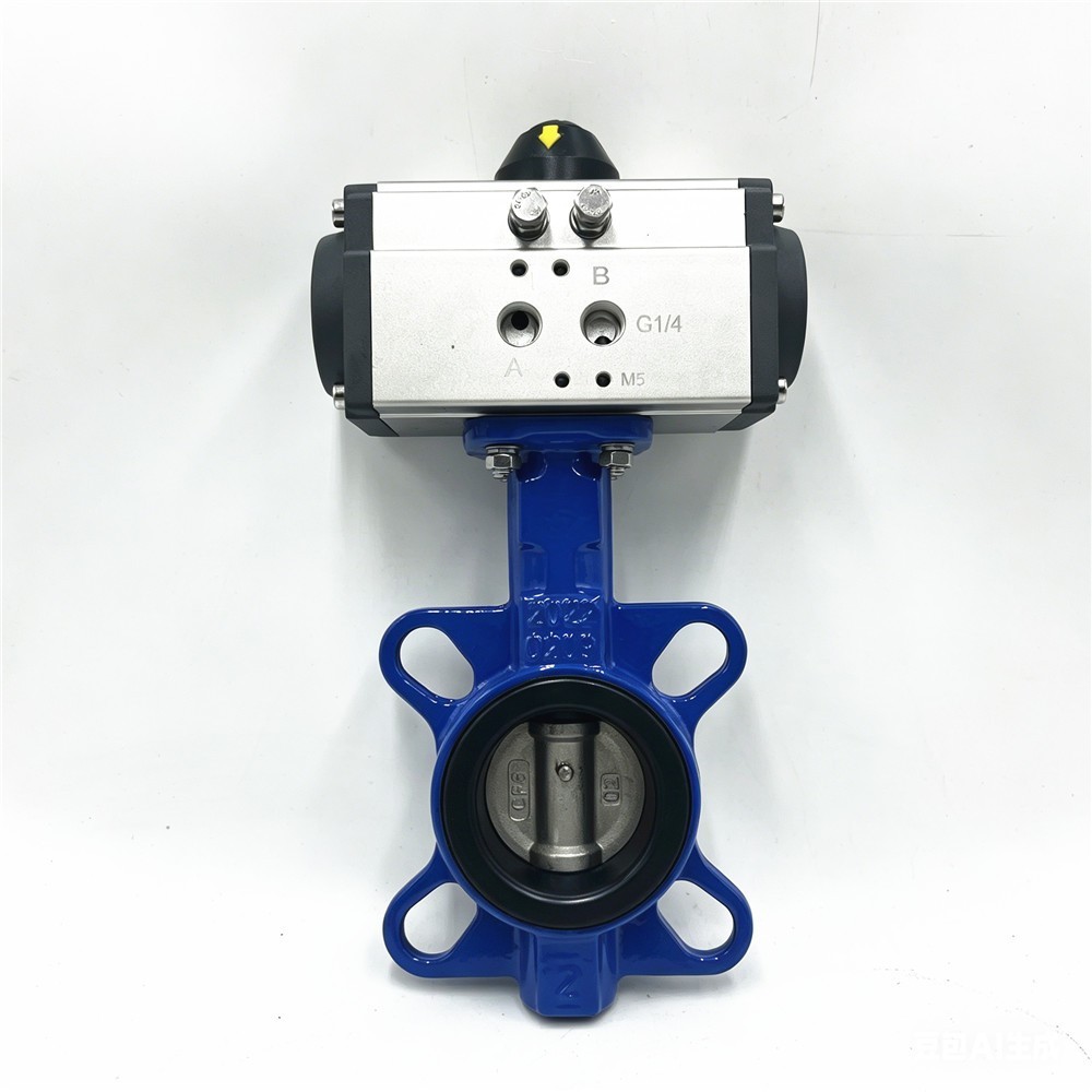 4" DN100 Double Acting Pneumatic Wafer Butterfly Valve AT Actuator EPDM Sealing