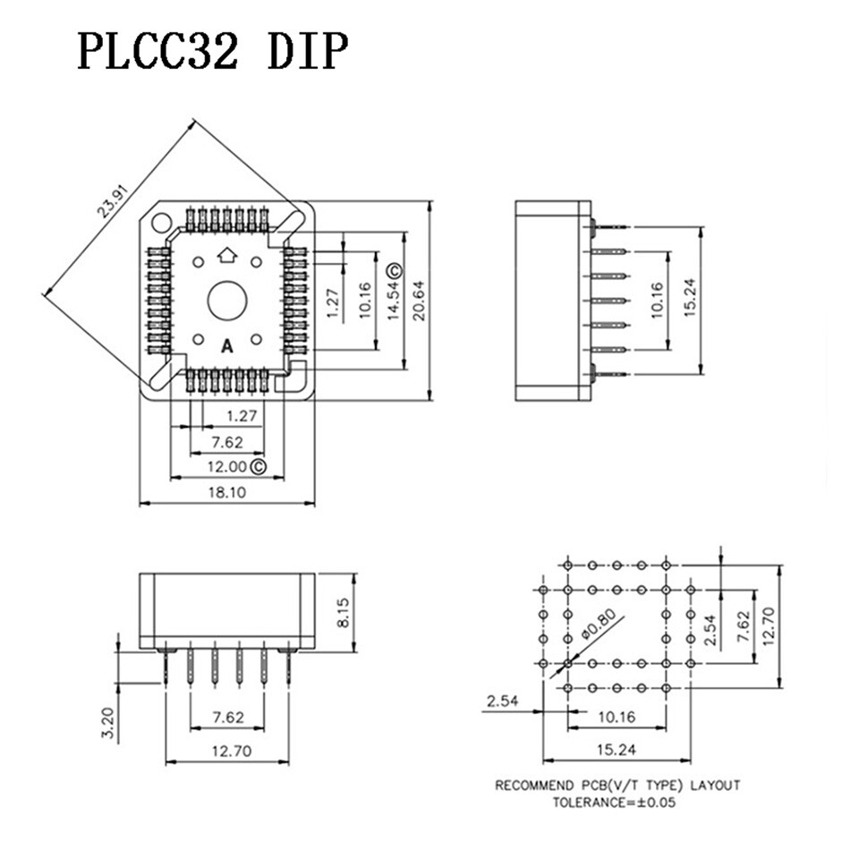 PLCC32 PLCC44 DIP/SMD IC Socket Adapter PLCC Converter IC Test Socket IC Slot