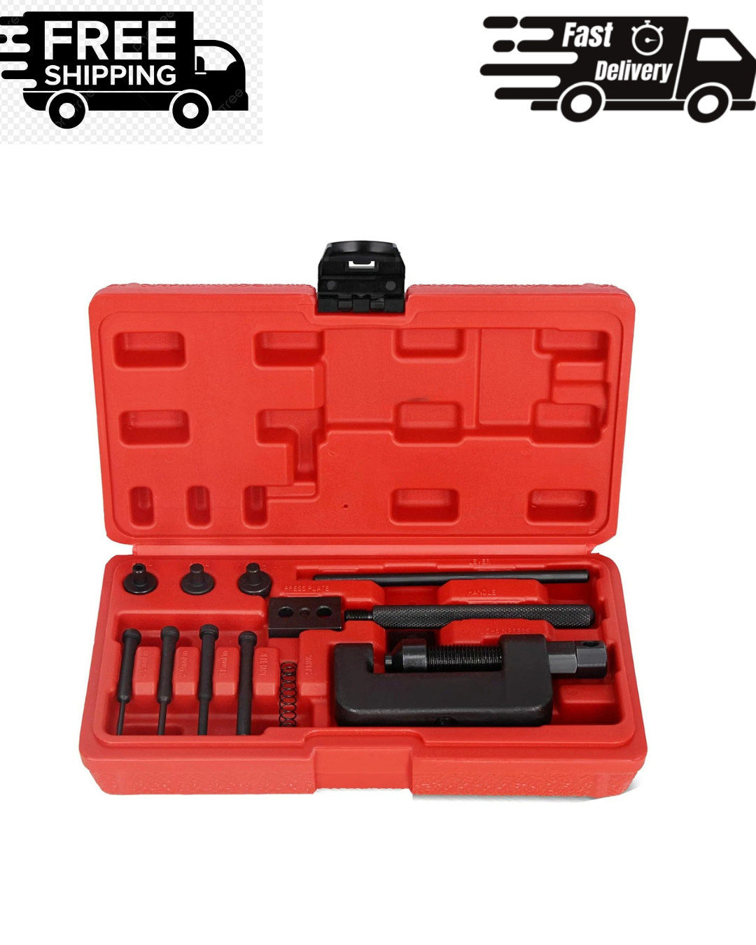 Chain Breaker Tool Kit, 13pc Motorcycle Chain Breaker and Riveting Repair Tool K