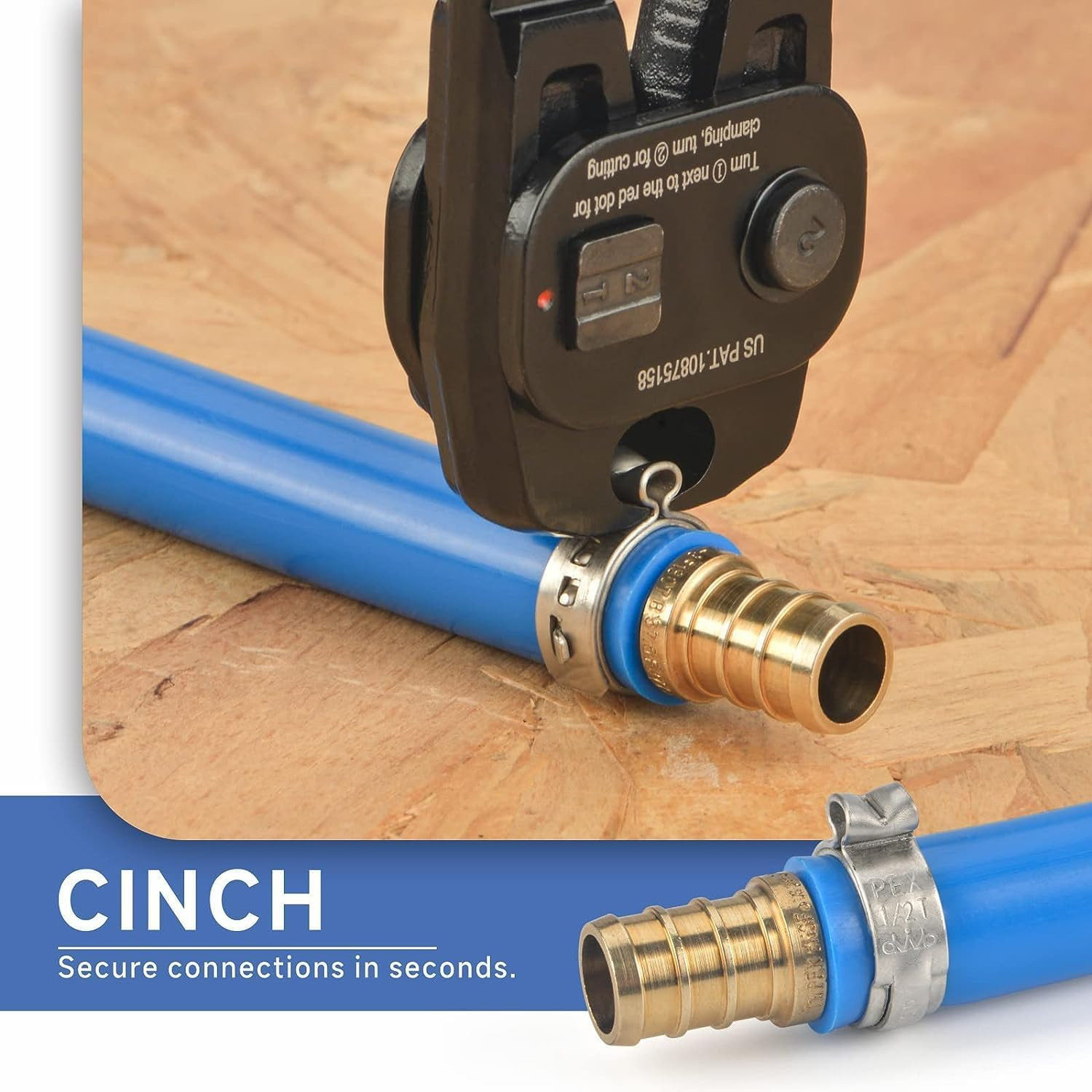 Ratchet PEX Cinch Tool with Clamp Removal Function and Pipe Cutter