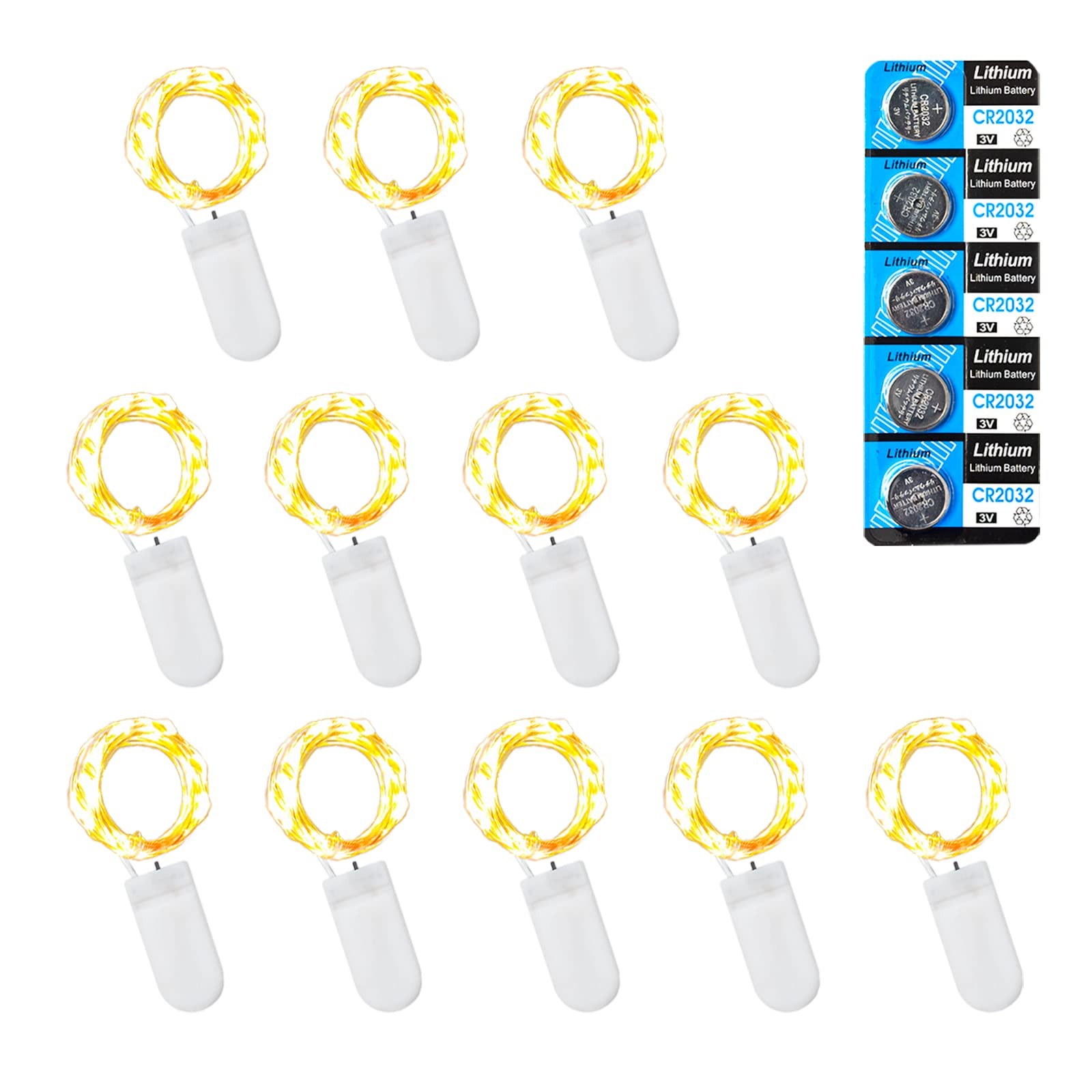 12 Pack Fairy Lights Battery Operated String Lights 10 Led On 3.3ft Silvery Copp