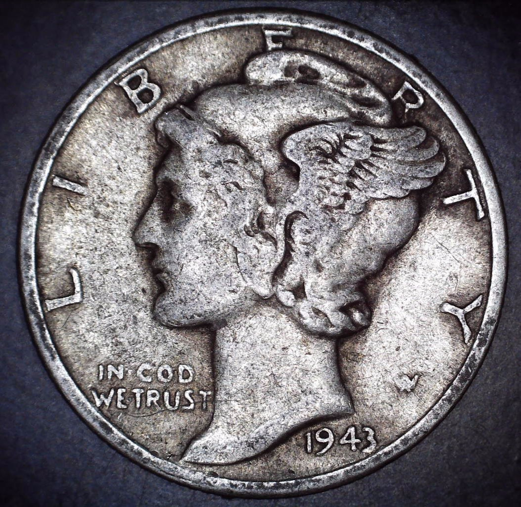Vintage 1943-P WWII Mercury Dime 90% Silver Circulated Coin 6