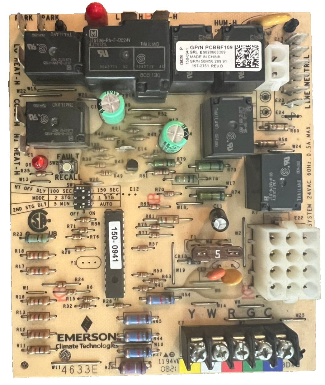 PCBBF109 Emerson Furnace Control Circuit Board 50M56-289-91