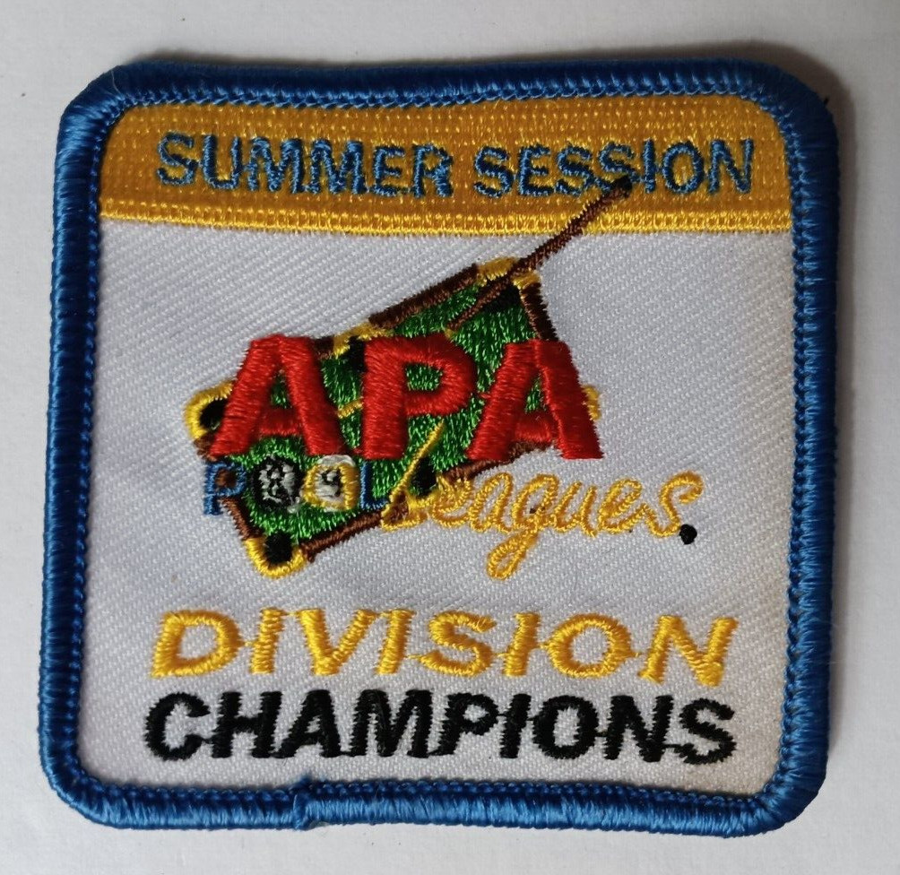 LOT OF FIVE POOL BILLIARDS DIVISION CHAMPIONS CLOTH PATCHES APA LEAGUES 2" x 2"