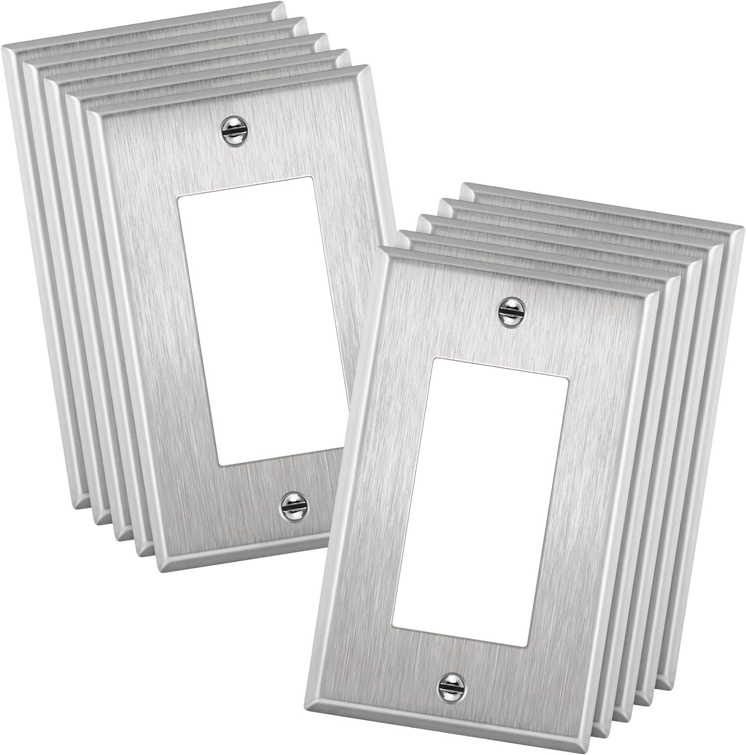 Decorator Switch or Receptacle Outlet Metal Wall Plate, Stainless Steel Outlet C