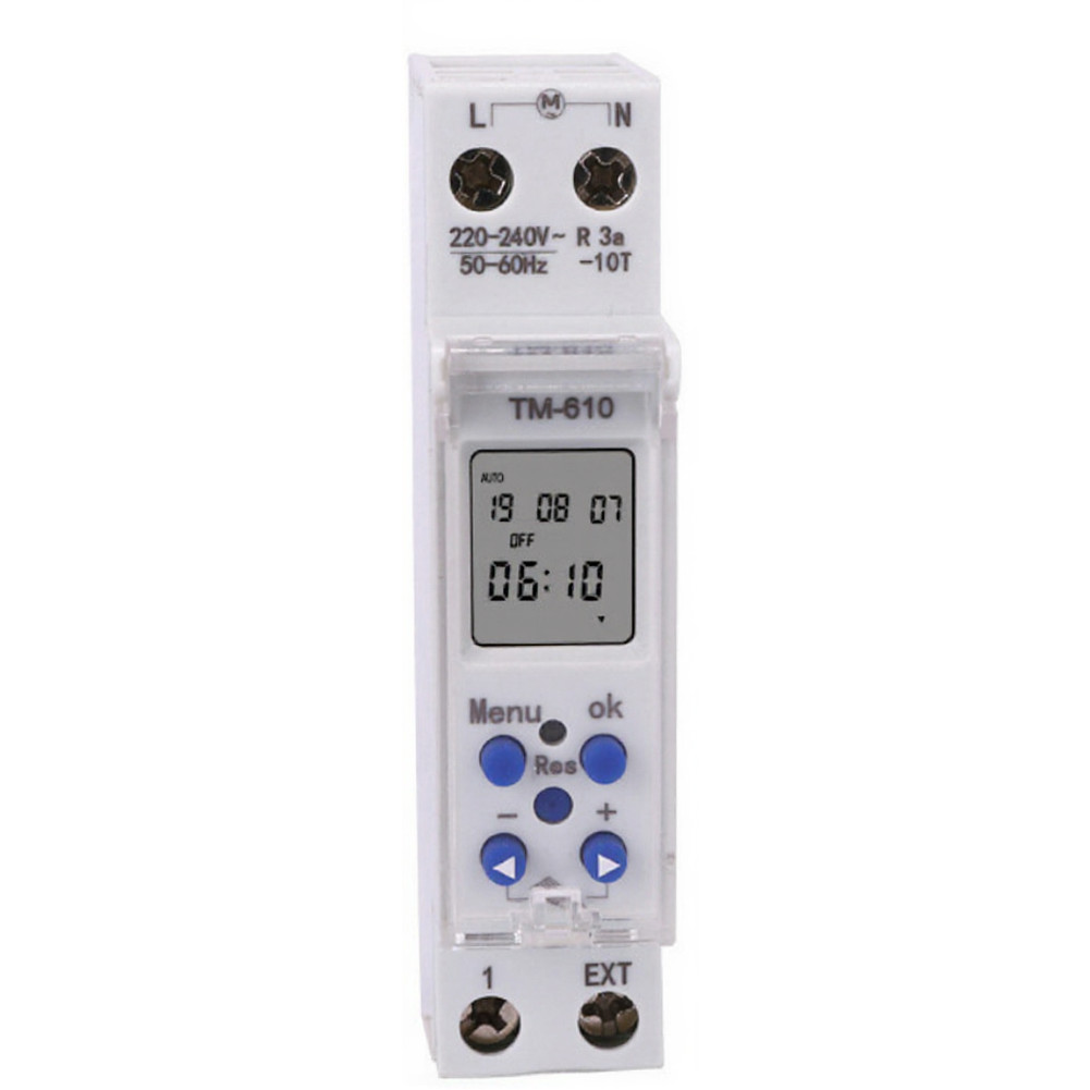 TM610 Smart Dual Circuit Timer Switch on for din Rail with Digital LCD Screen