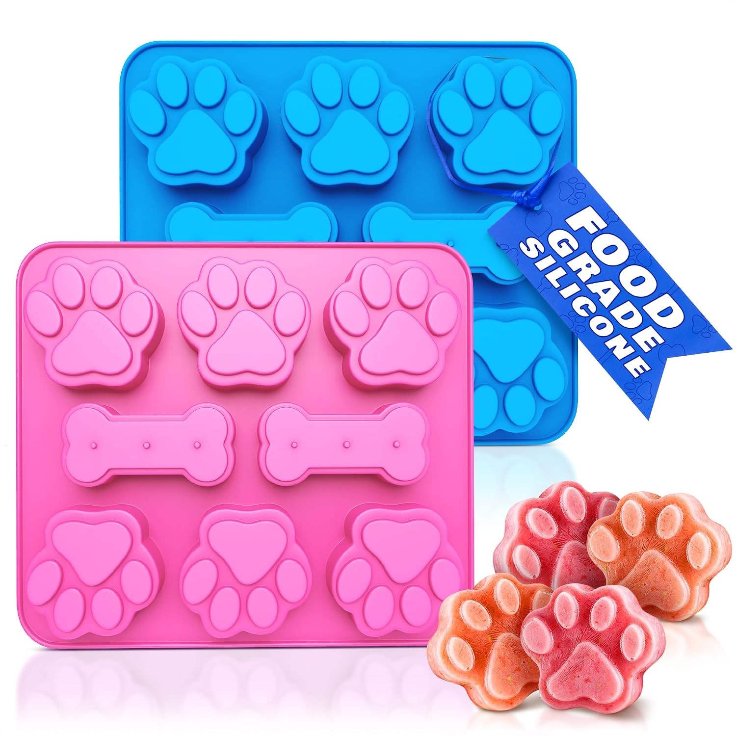 Dog Treat Molds Silicone – Frozen Dog Treat Molds for Baking and Freezing with