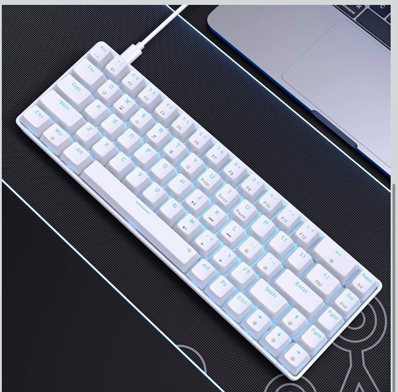 DIERYA DK68SE Mechanical Wired USB-C Keyboard White Backlit QWERTY Detach Cable
