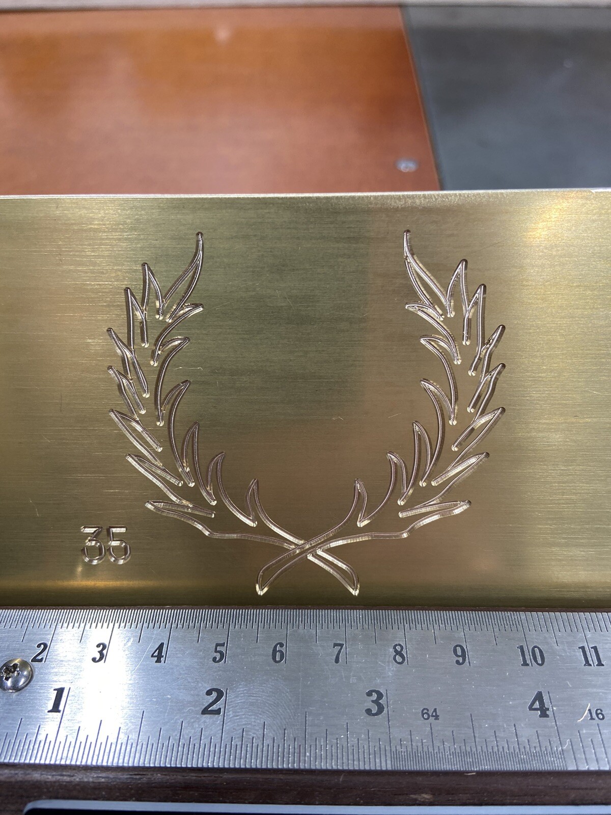 LARGE LAUREL WREATH SOLID BRASS ENGRAVING PLATE FOR NEW HERMES FONT TRAY