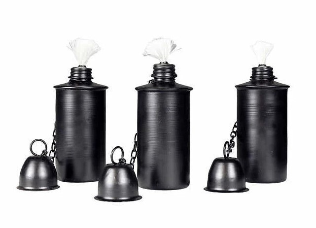 Set of [3] Brown Metal Citronella Torch Lamps Patio Outdoor Garden