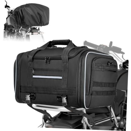 Waterproof Motorcycle Tail Luggage Bag, 48L-64L Expandable, a Rain Cover