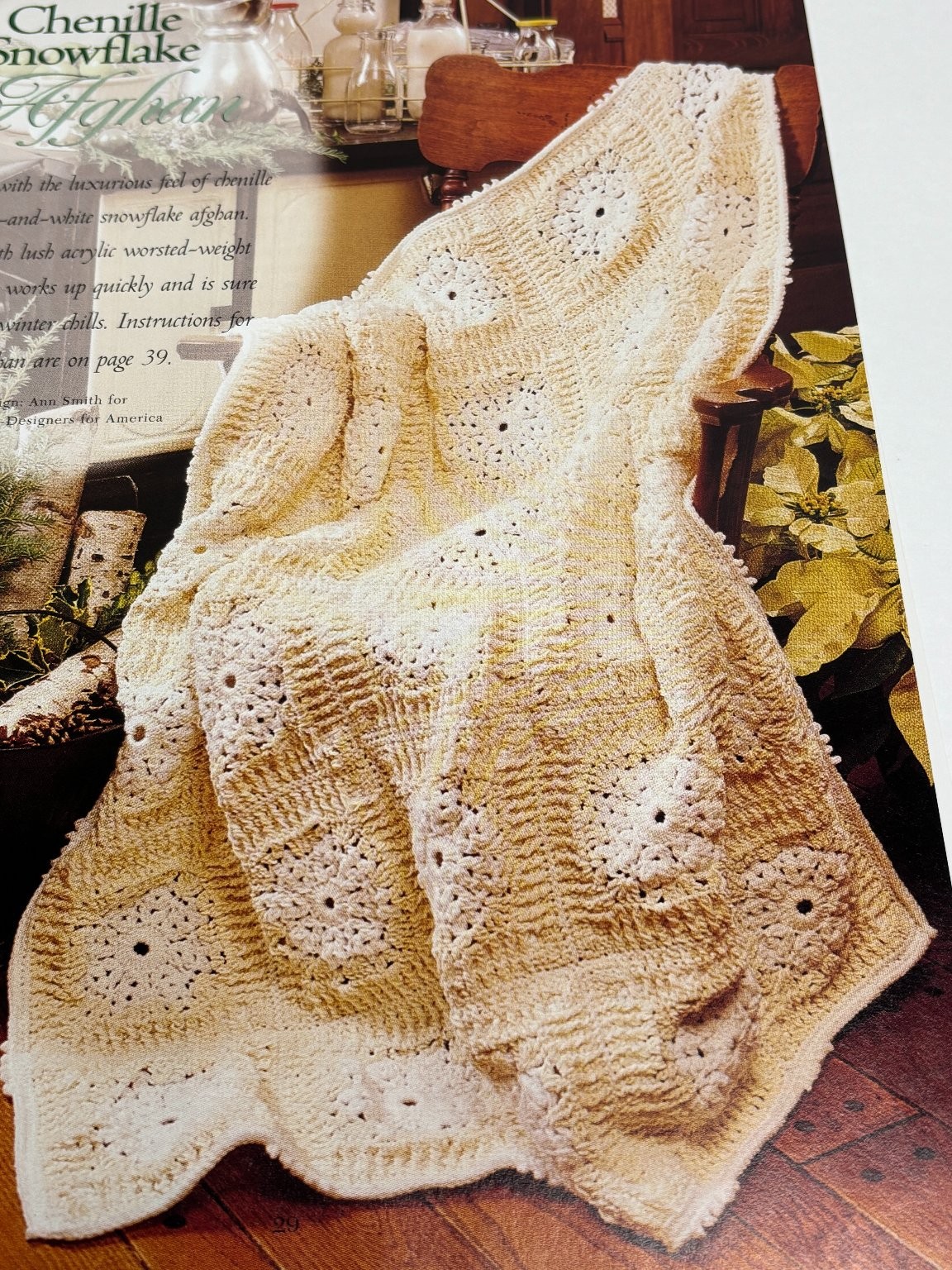 Chenille Snowflake Afghan Crochet Pattern Intermediate Pages from Book