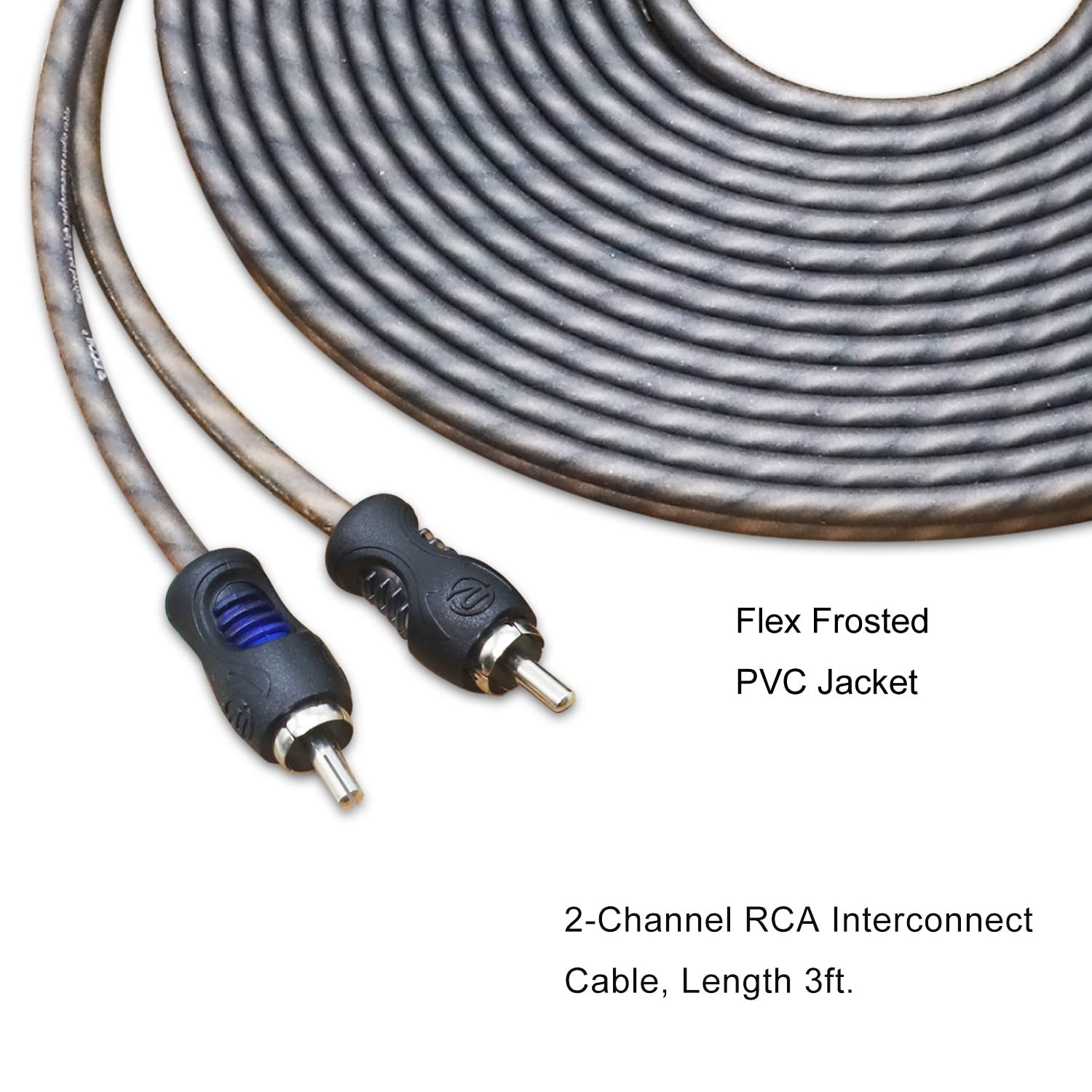 RECOIL RCI23 100% Oxygen Free Copper 3ft 2-Channel RCA Audio 3ft, Black