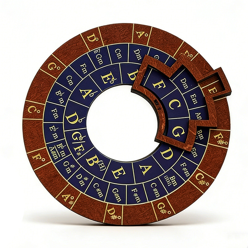 Circle of Fifths Wheel Wooden Melody Tool Guitar Piano Chord Tool for Beginners