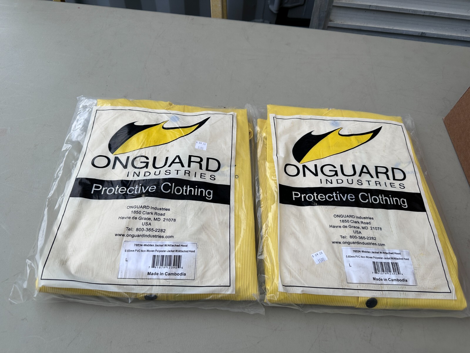 Onguard Industries Protective Clothing Yellow Webtex Jacket 76034, Lot of 2