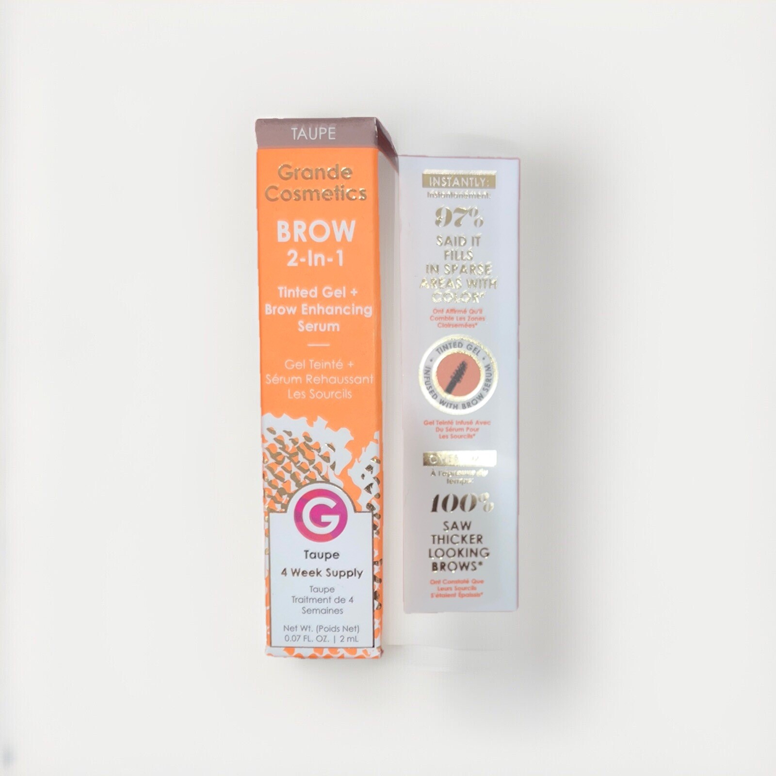 10 pack Grande BROW 2 In 1 Eyebrow Serum Taupe  2ML Exp 2027