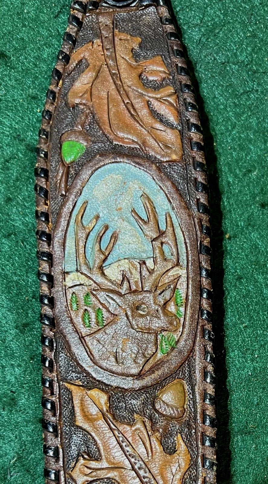 Vintage Padded Carved Deer Rifle Slings with Quick Release Swivels