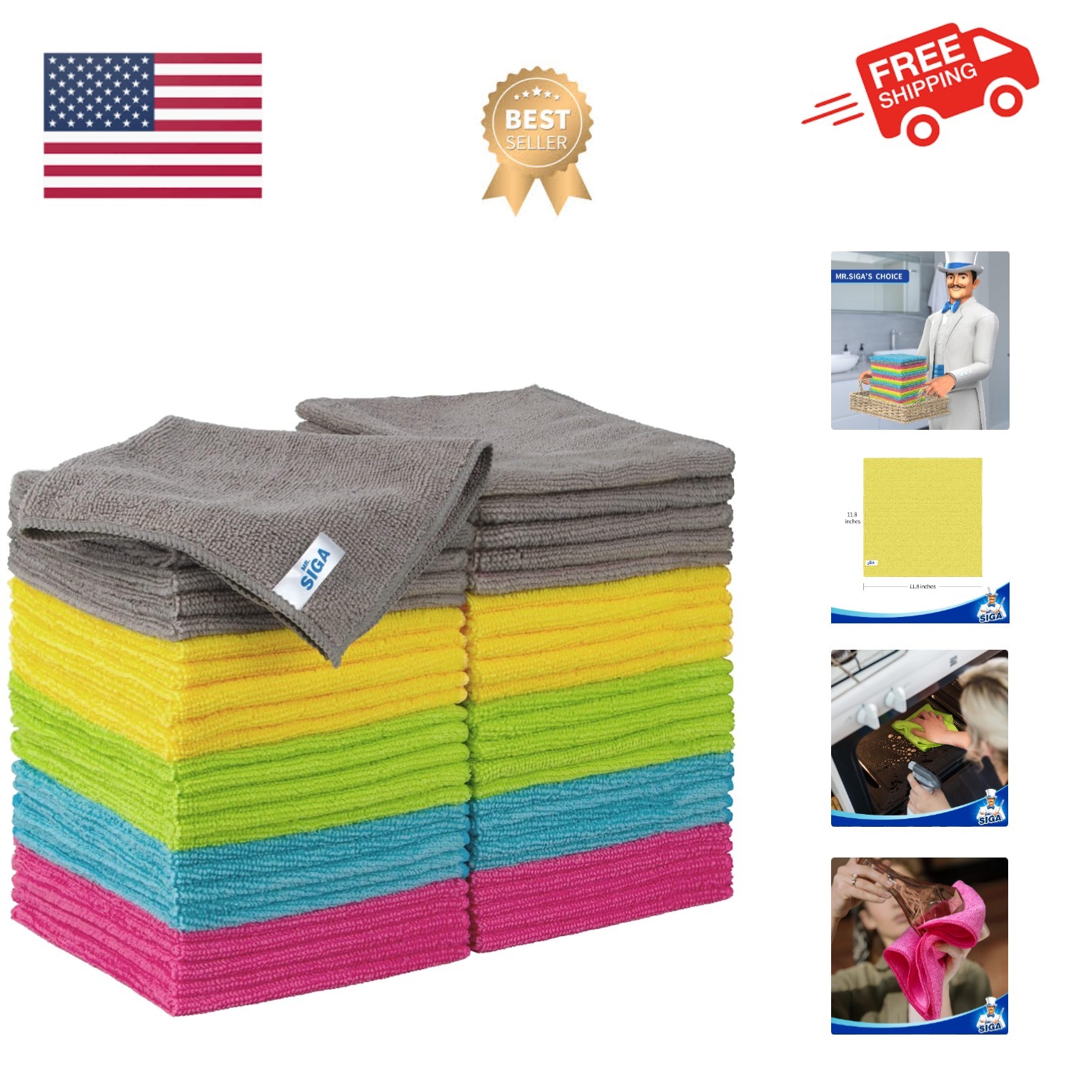 Microfiber Cleaning Cloth, All-Purpose Cleaning Towels, Pack of 50, Size 11.8...