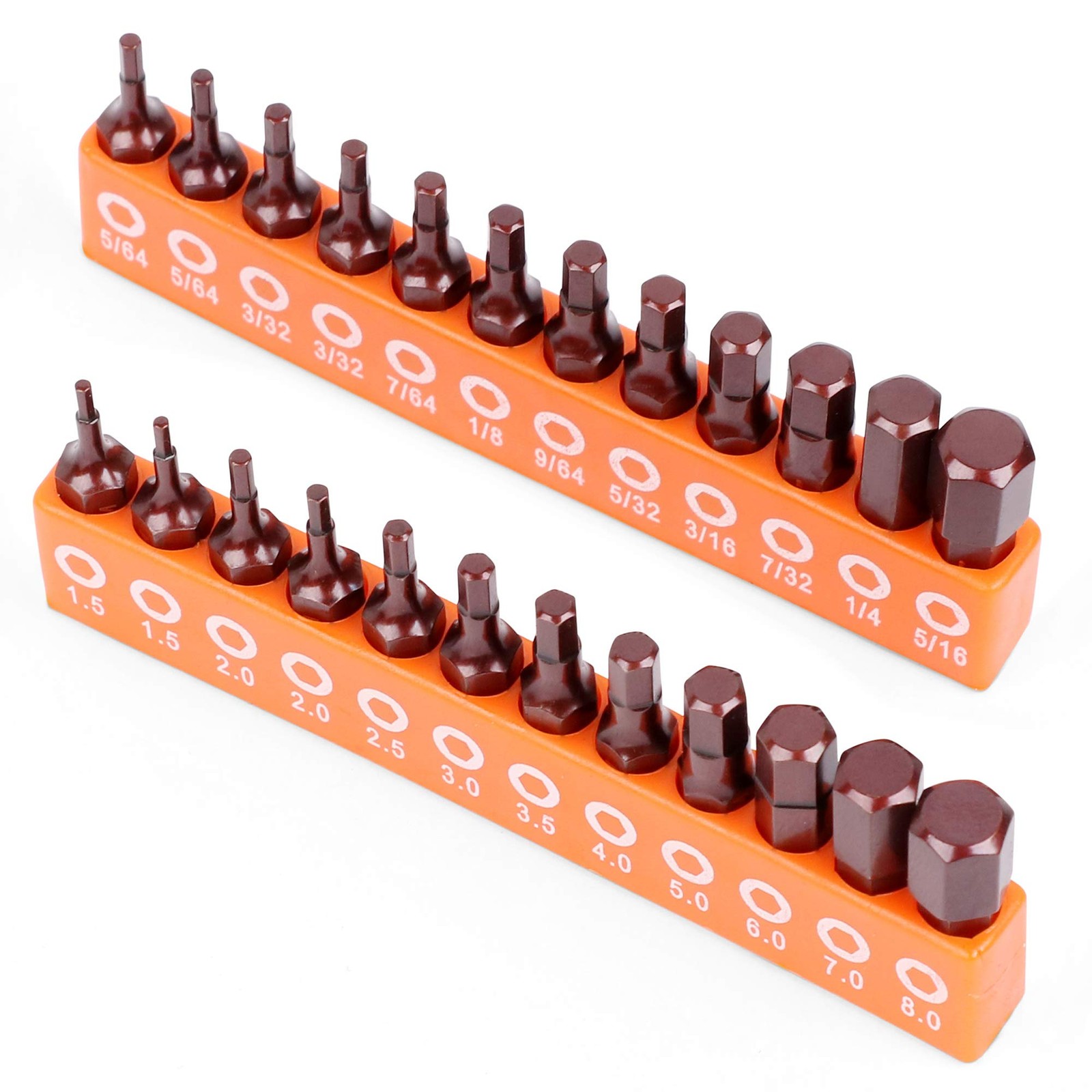 20Piece Hex Head Allen Wrench Drill Bit Set Metric and SAE S2 Steel Hex Bits Set