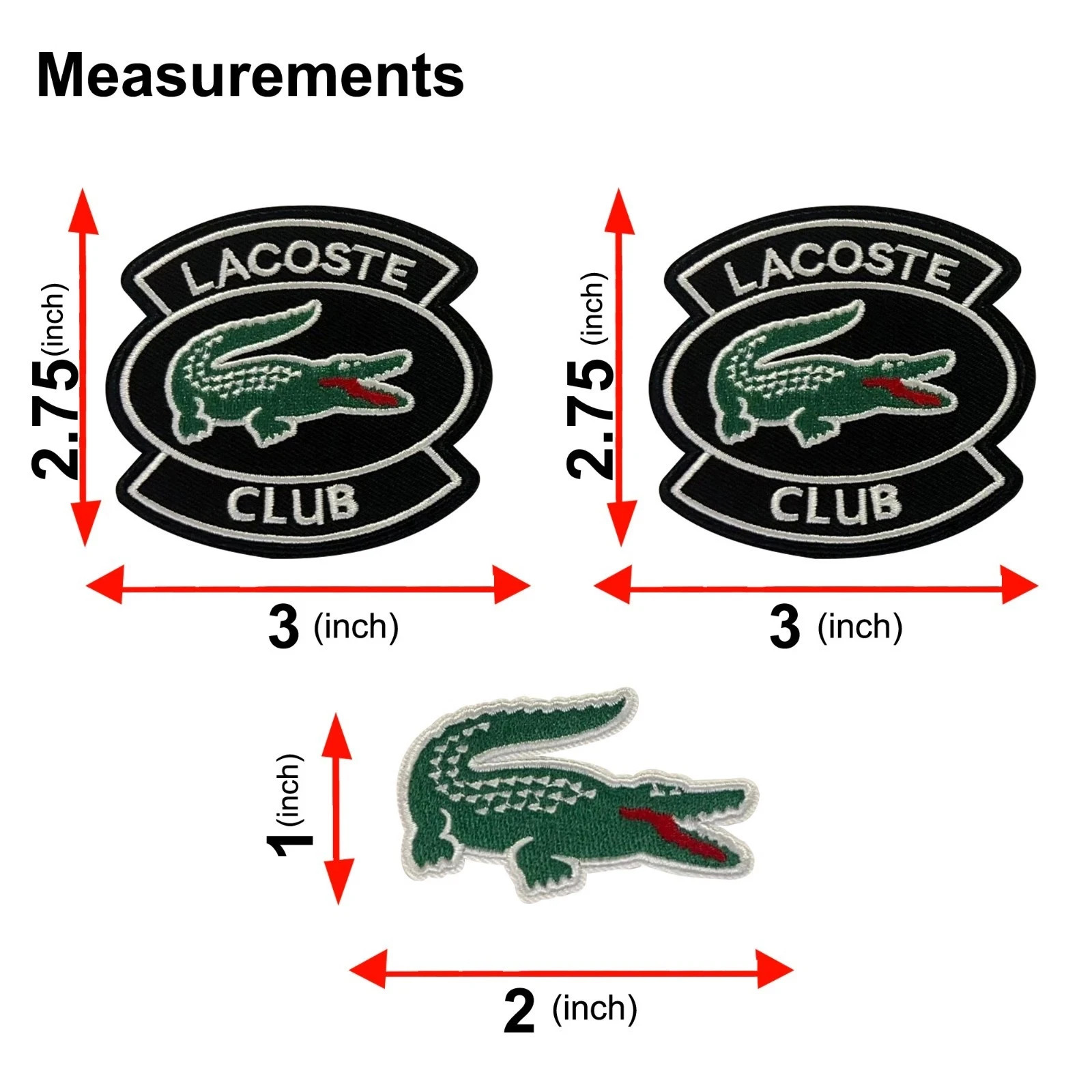 Alligator Patch set Lot Of 3 Patches Crocodile Embroidered Iron-On Sew-On